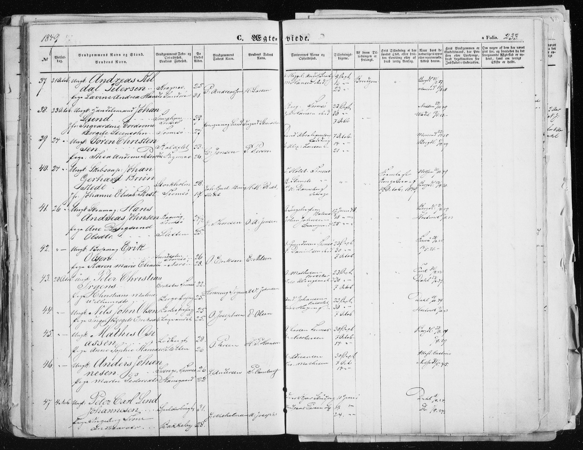 Tromsø sokneprestkontor/stiftsprosti/domprosti, SATØ/S-1343/G/Ga/L0010kirke: Parish register (official) no. 10, 1848-1855, p. 233