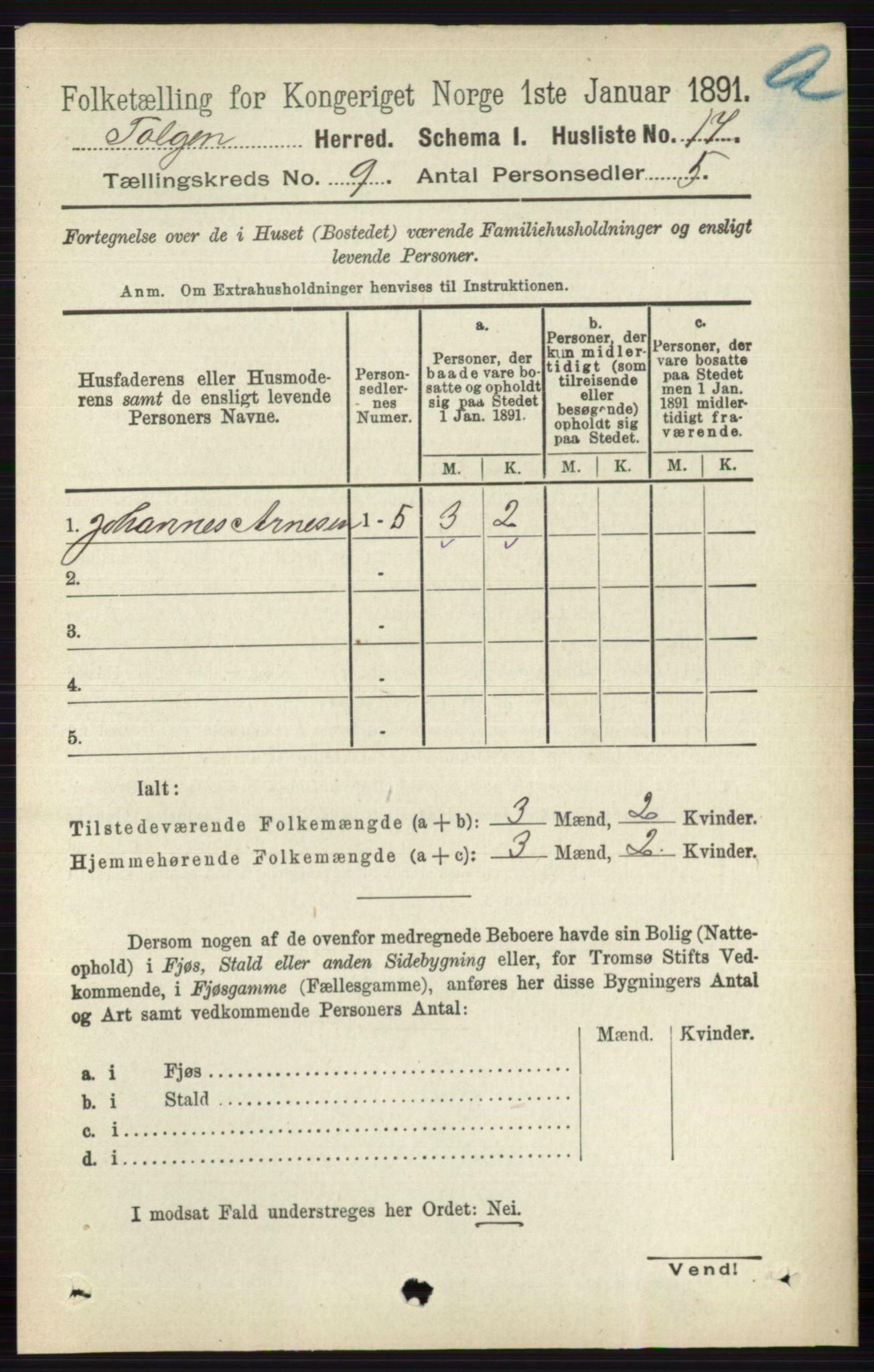 RA, 1891 census for 0436 Tolga, 1891, p. 2512