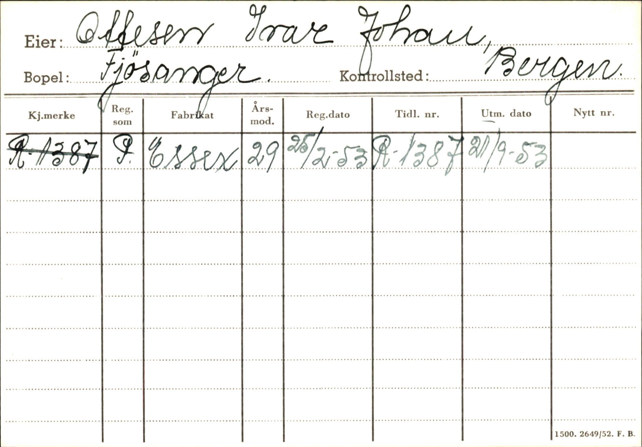 Statens vegvesen, Hordaland vegkontor, AV/SAB-A-5201/2/Ha/L0043: R-eierkort O-P, 1920-1971, p. 63