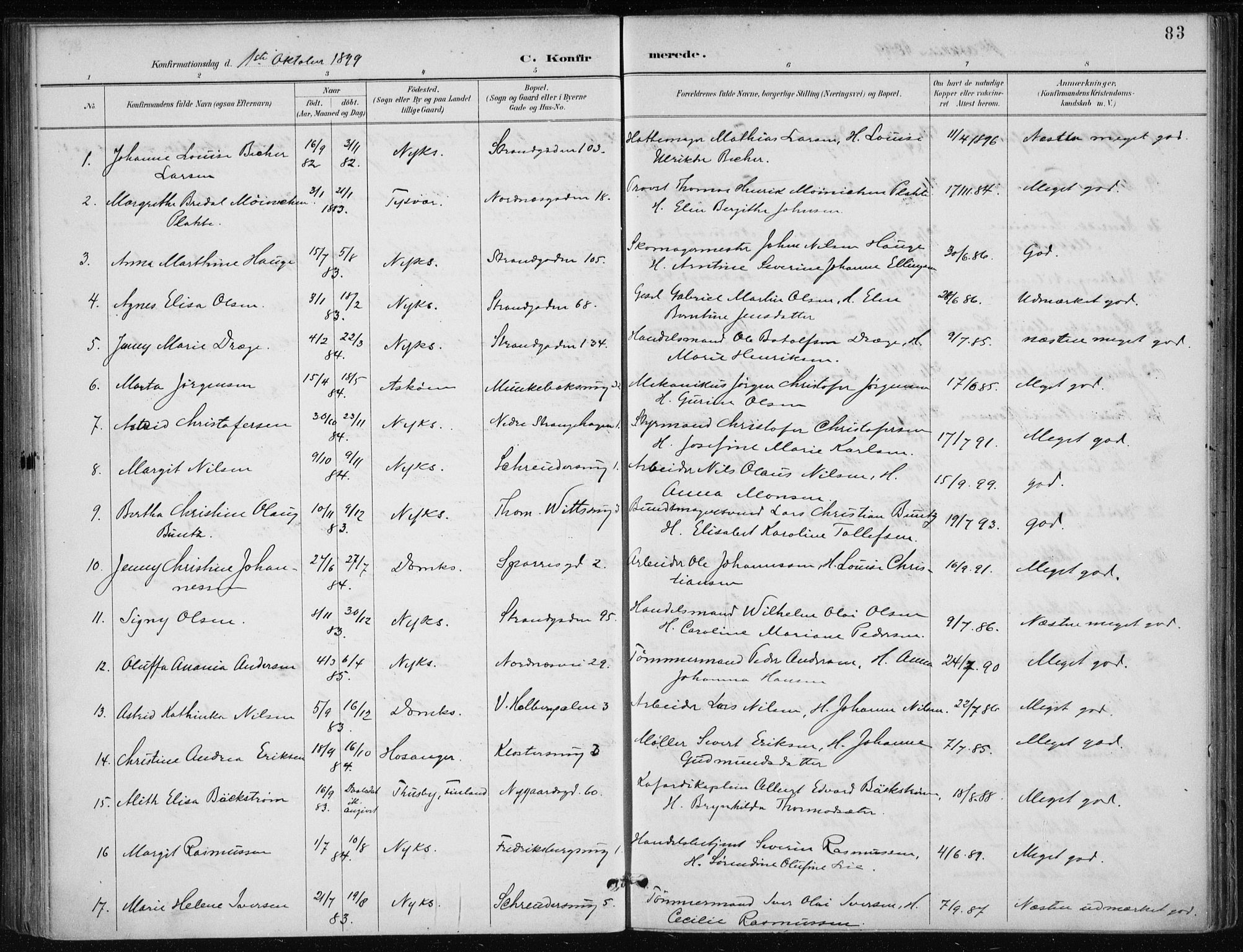 Nykirken Sokneprestembete, AV/SAB-A-77101/H/Haa/L0028: Parish register (official) no. C 7, 1887-1913, p. 83