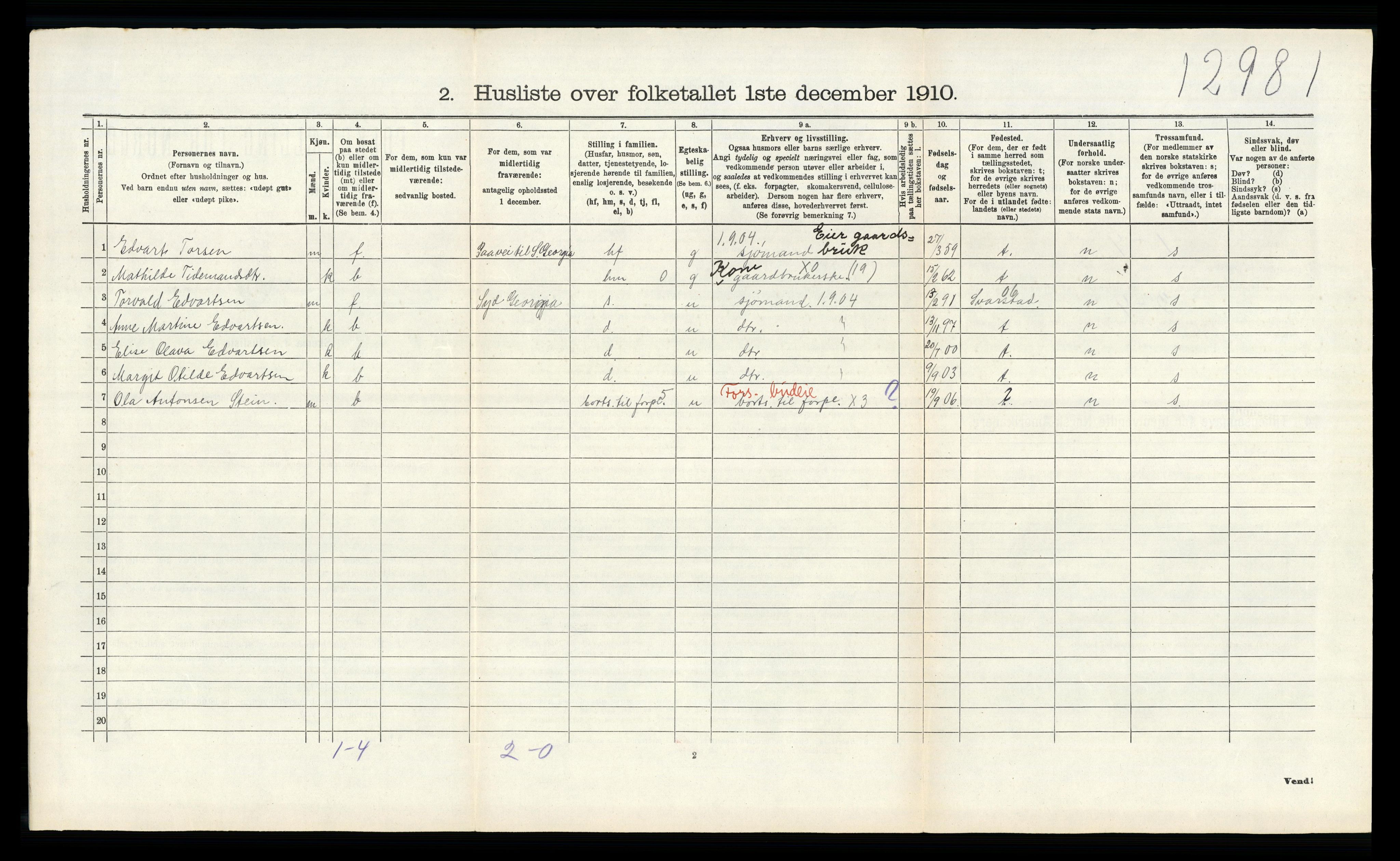 RA, 1910 census for Andebu, 1910, p. 528