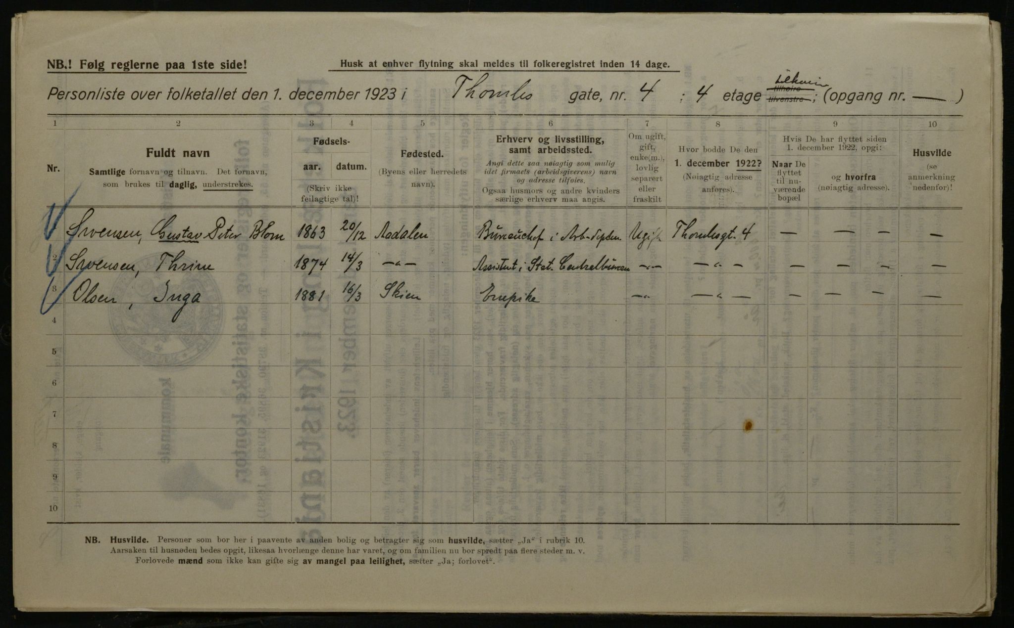 OBA, Municipal Census 1923 for Kristiania, 1923, p. 120952