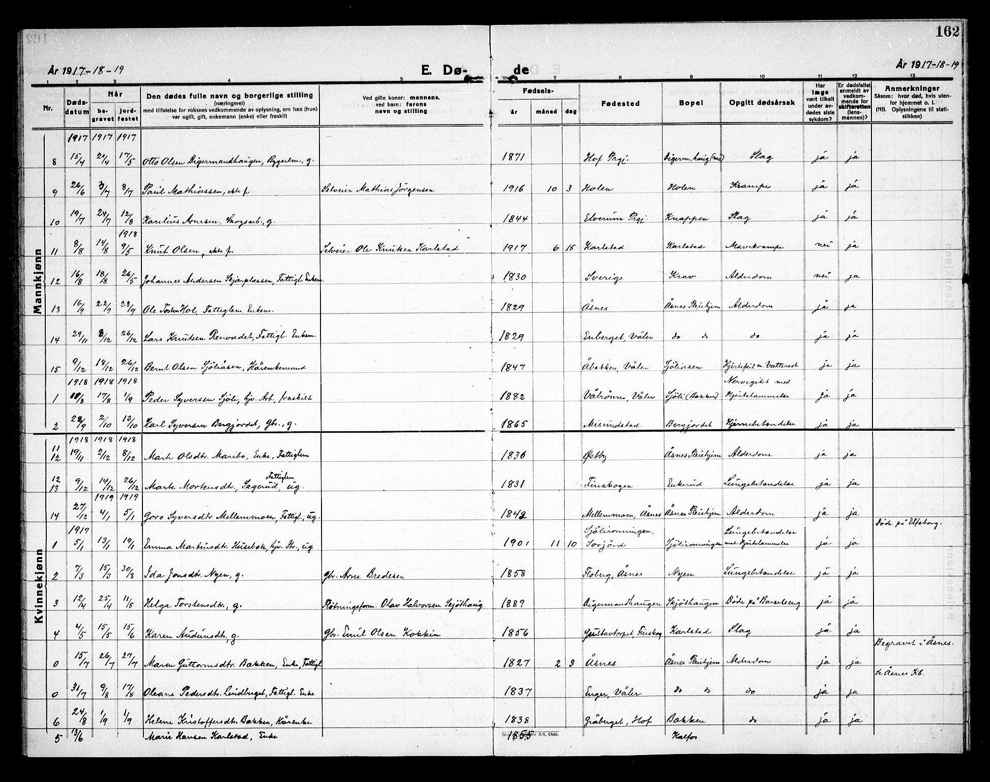 Åsnes prestekontor, SAH/PREST-042/H/Ha/Haa/L0000D: Parish register (official) no. 0B, 1890-1929, p. 162