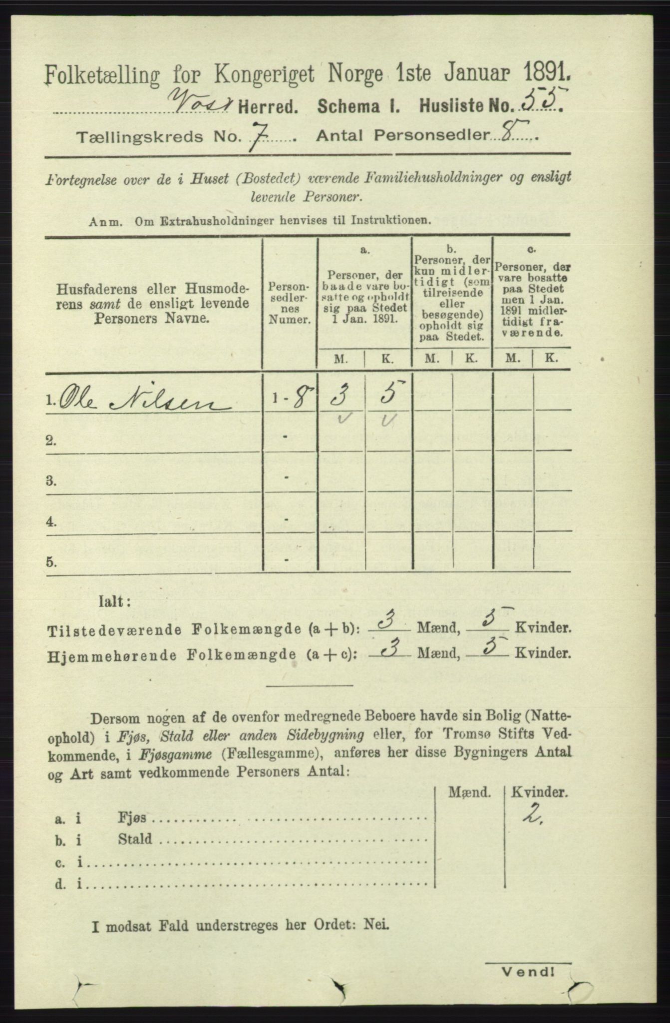 RA, 1891 census for 1235 Voss, 1891, p. 3785