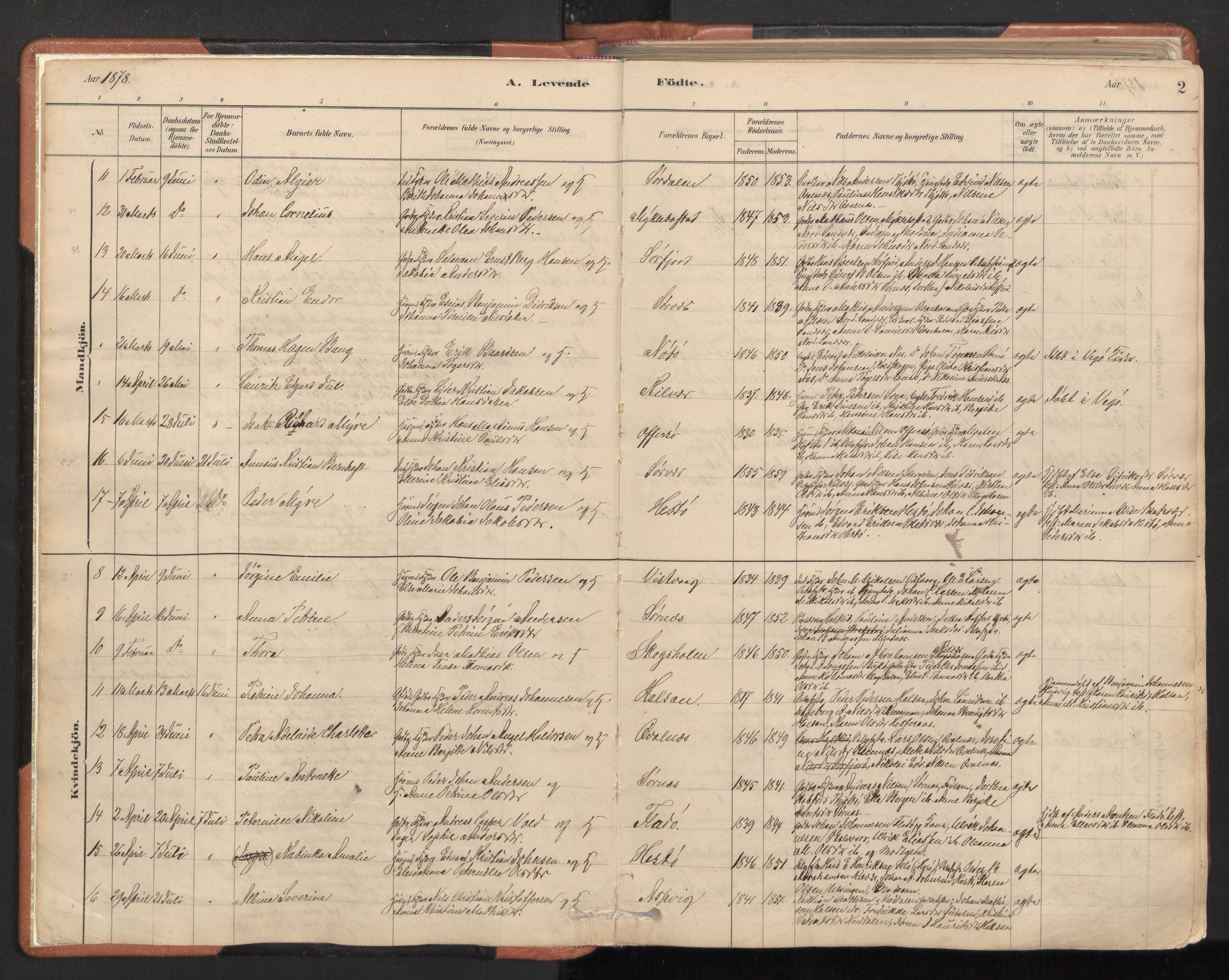 Ministerialprotokoller, klokkerbøker og fødselsregistre - Nordland, SAT/A-1459/817/L0264: Parish register (official) no. 817A04, 1878-1907, p. 2