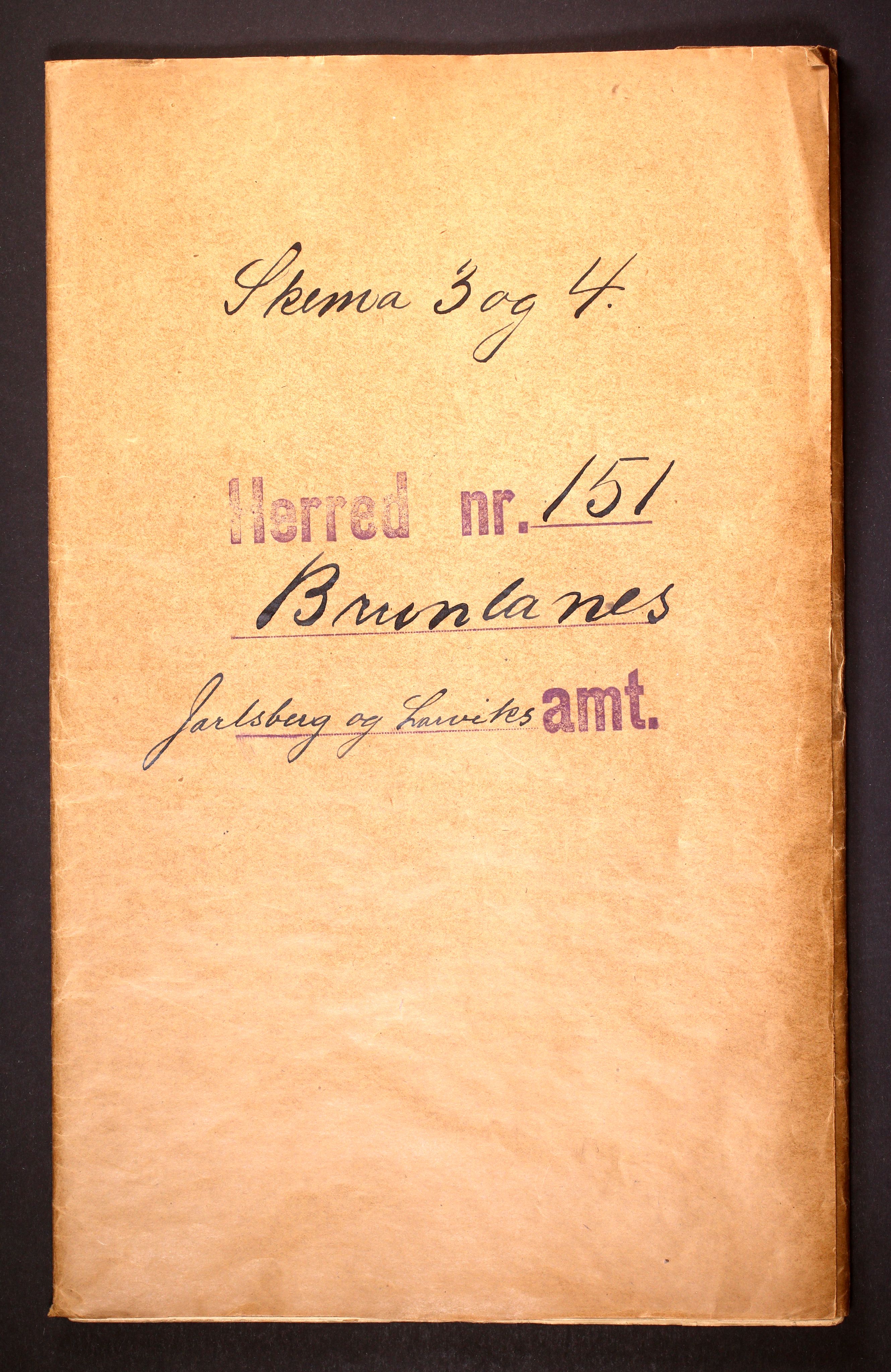 RA, 1910 census for Brunlanes, 1910, p. 1