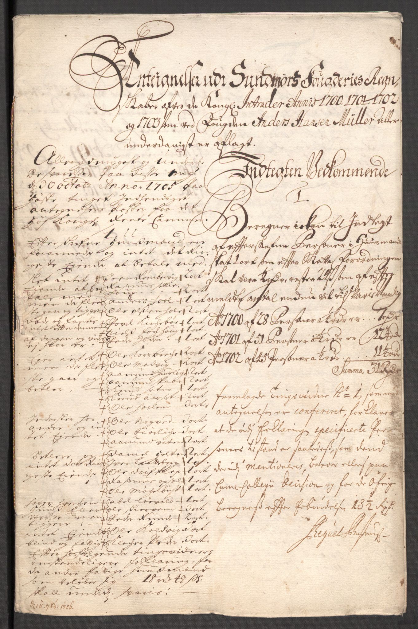 Rentekammeret inntil 1814, Reviderte regnskaper, Fogderegnskap, AV/RA-EA-4092/R54/L3559: Fogderegnskap Sunnmøre, 1702-1703, p. 378