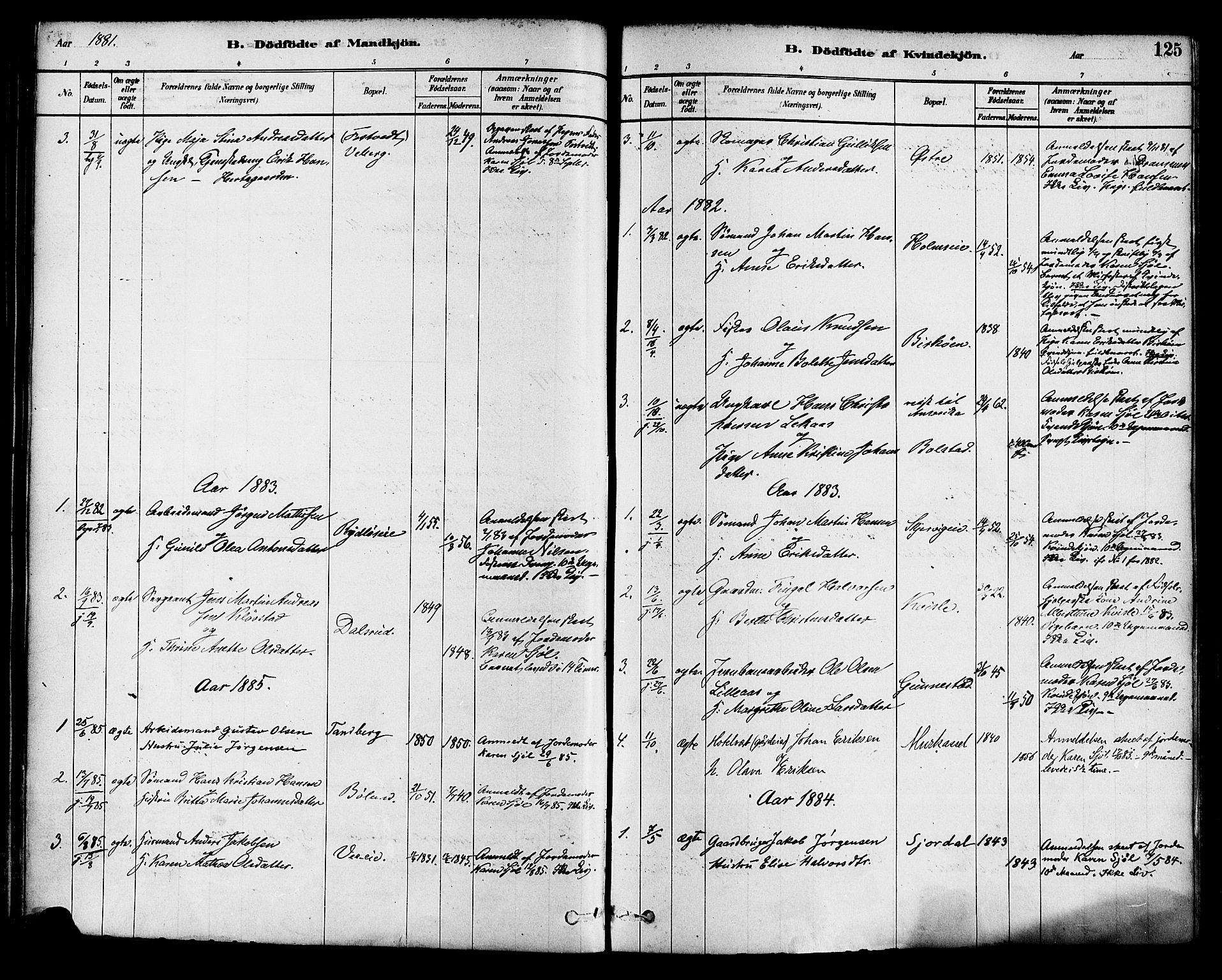 Sande Kirkebøker, AV/SAKO-A-53/F/Fa/L0006: Parish register (official) no. 6, 1878-1888, p. 125