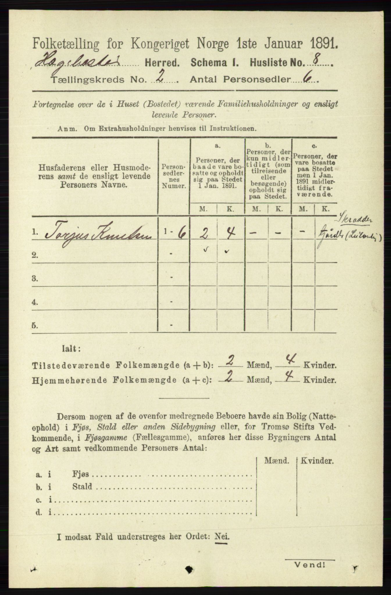 RA, 1891 census for 1034 Hægebostad, 1891, p. 443