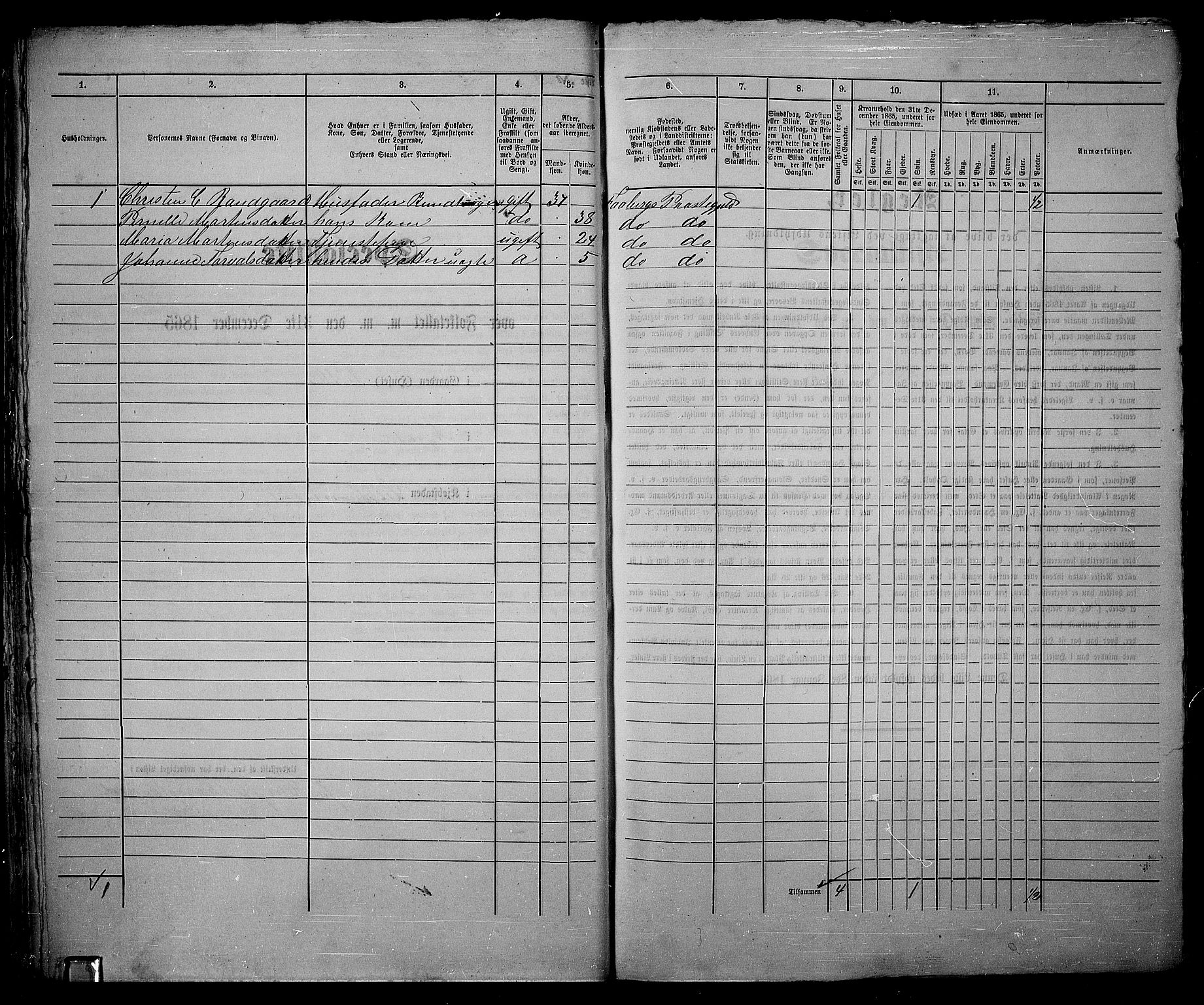 RA, 1865 census for Fåberg/Lillehammer, 1865, p. 49