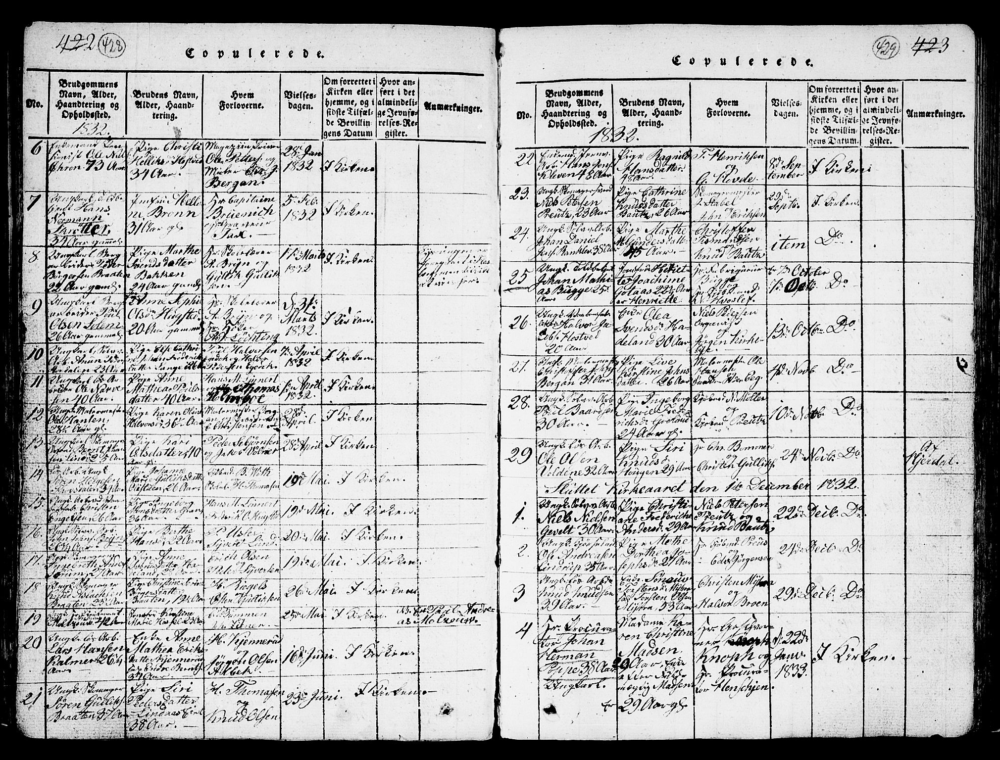 Kongsberg kirkebøker, AV/SAKO-A-22/G/Ga/L0001: Parish register (copy) no. 1, 1816-1839, p. 428-429
