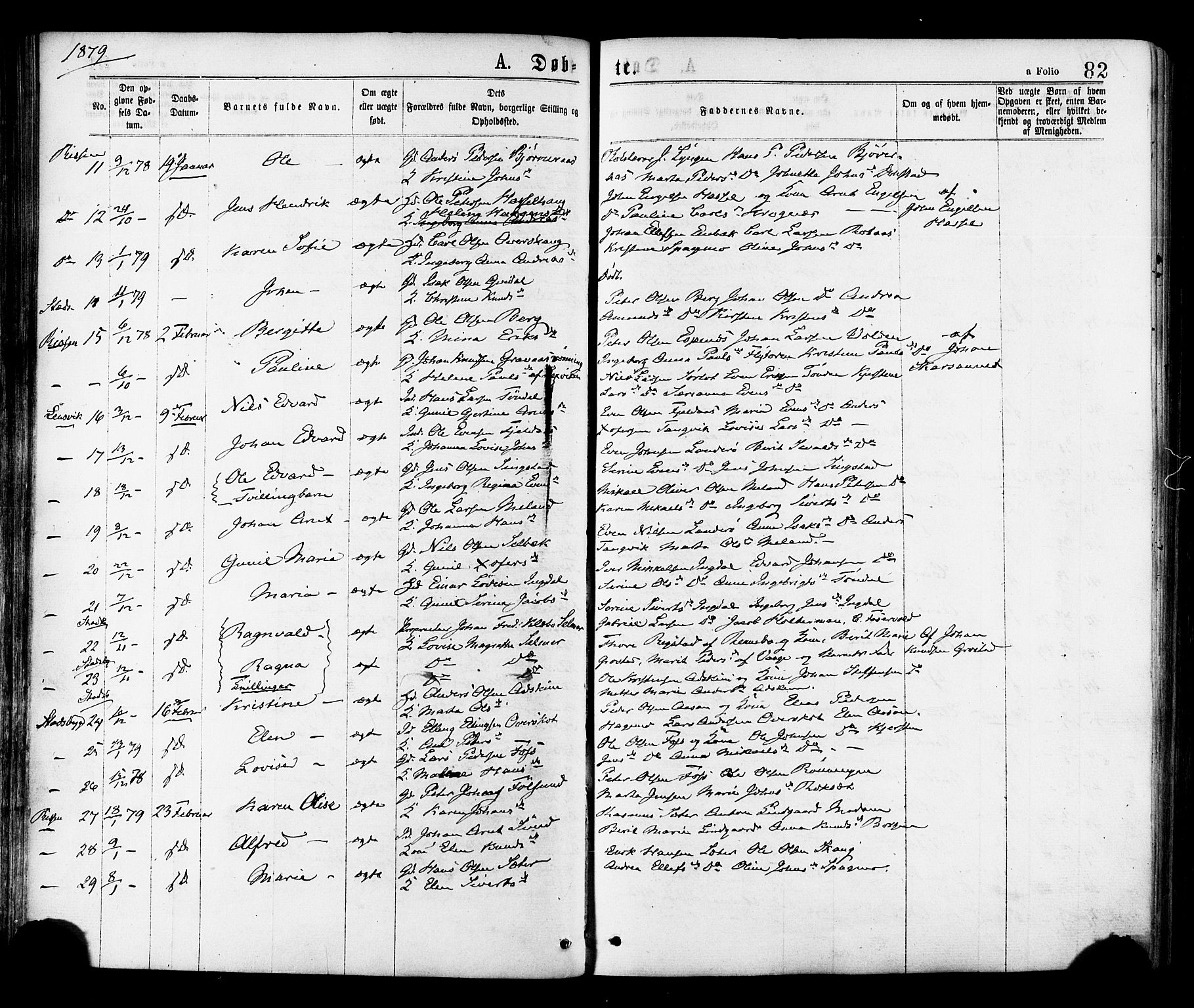 Ministerialprotokoller, klokkerbøker og fødselsregistre - Sør-Trøndelag, SAT/A-1456/646/L0613: Parish register (official) no. 646A11, 1870-1884, p. 82