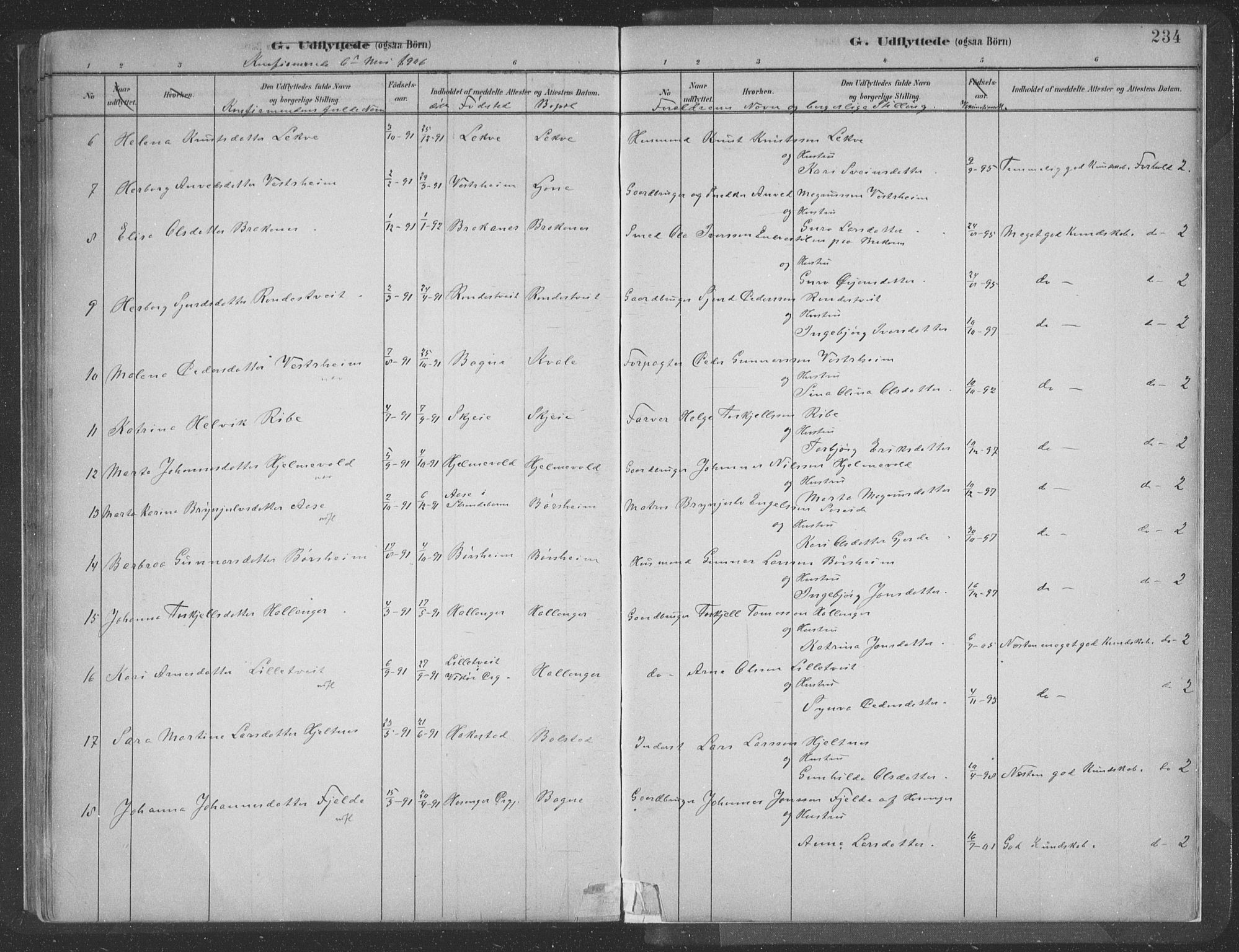 Ulvik sokneprestembete, SAB/A-78801/H/Hab: Parish register (copy) no. A 3, 1883-1908, p. 234