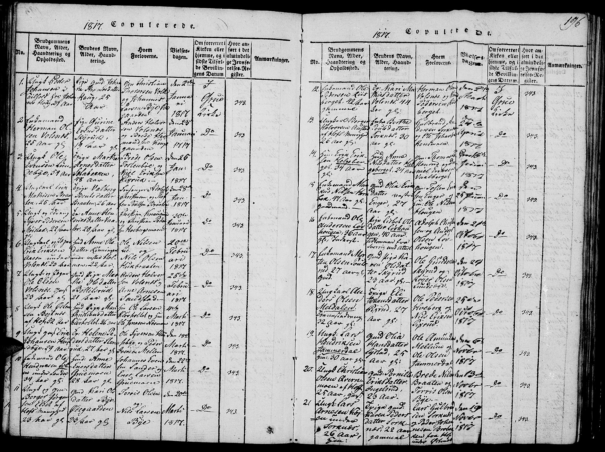 Grue prestekontor, SAH/PREST-036/H/Ha/Hab/L0002: Parish register (copy) no. 2, 1815-1841, p. 196