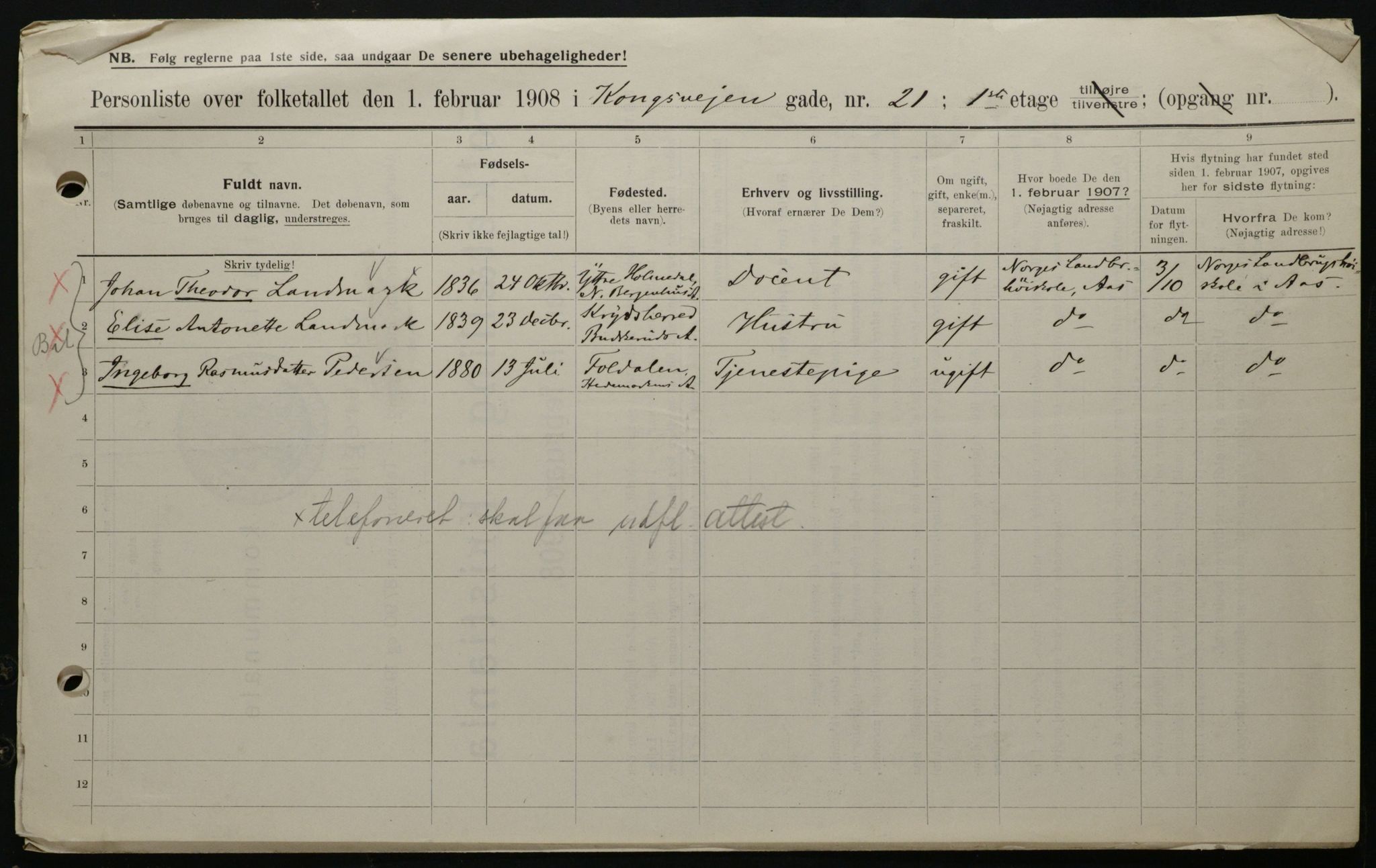 OBA, Municipal Census 1908 for Kristiania, 1908, p. 47458