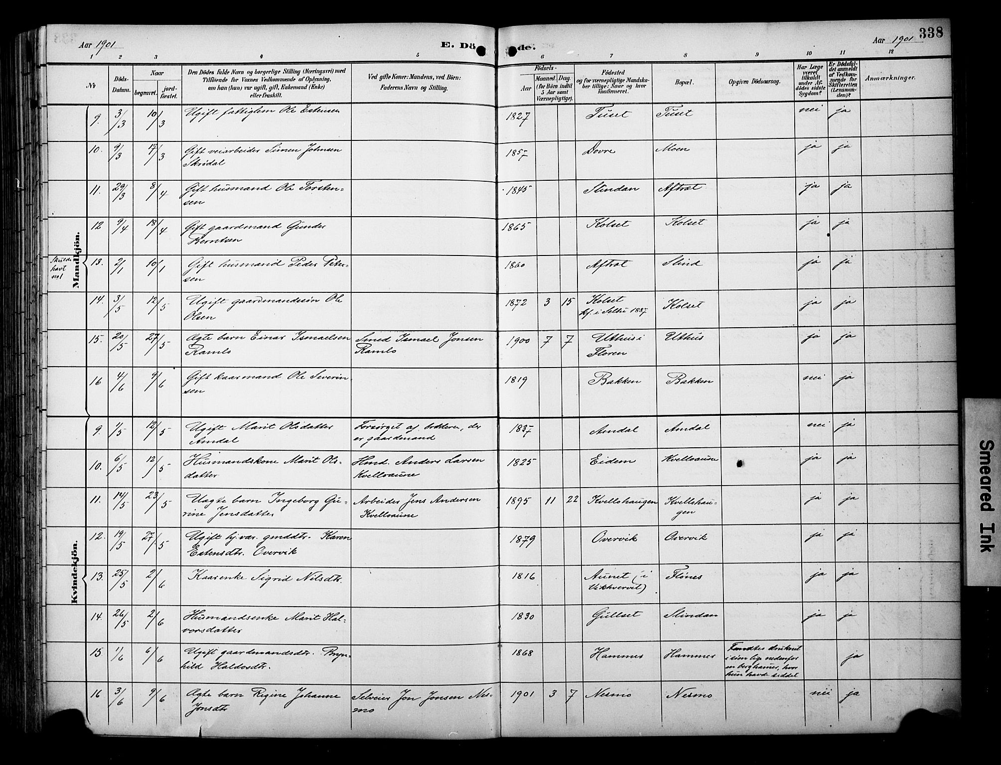 Ministerialprotokoller, klokkerbøker og fødselsregistre - Sør-Trøndelag, AV/SAT-A-1456/695/L1149: Parish register (official) no. 695A09, 1891-1902, p. 338