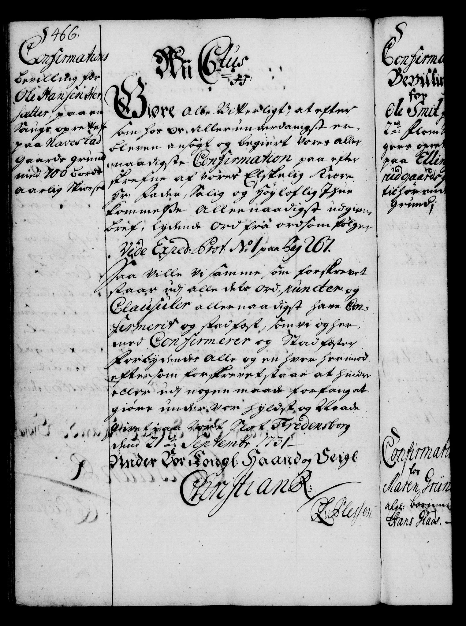 Rentekammeret, Kammerkanselliet, RA/EA-3111/G/Gg/Gga/L0003: Norsk ekspedisjonsprotokoll med register (merket RK 53.3), 1727-1734, p. 466
