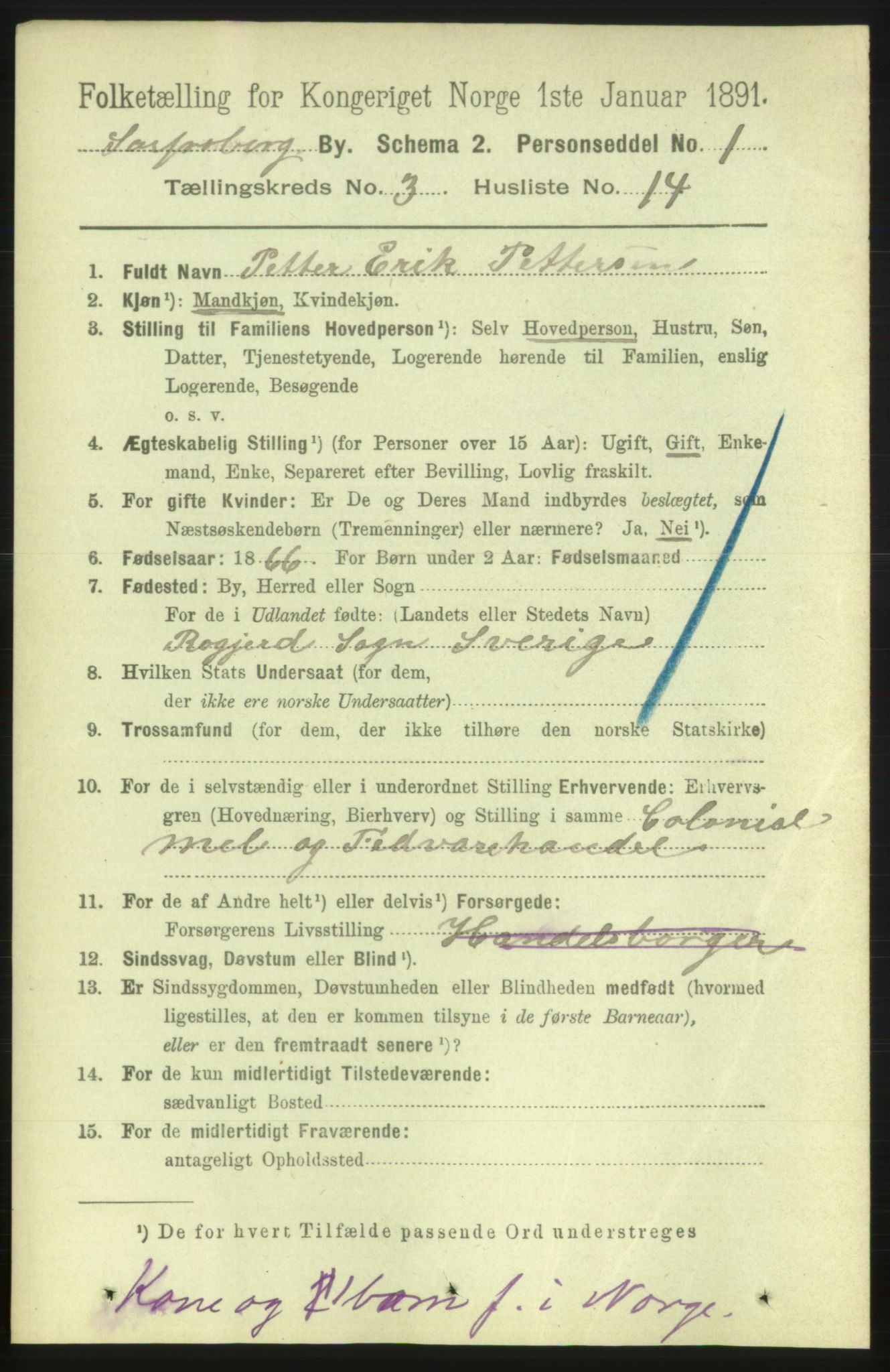 RA, 1891 census for 0102 Sarpsborg, 1891, p. 2584