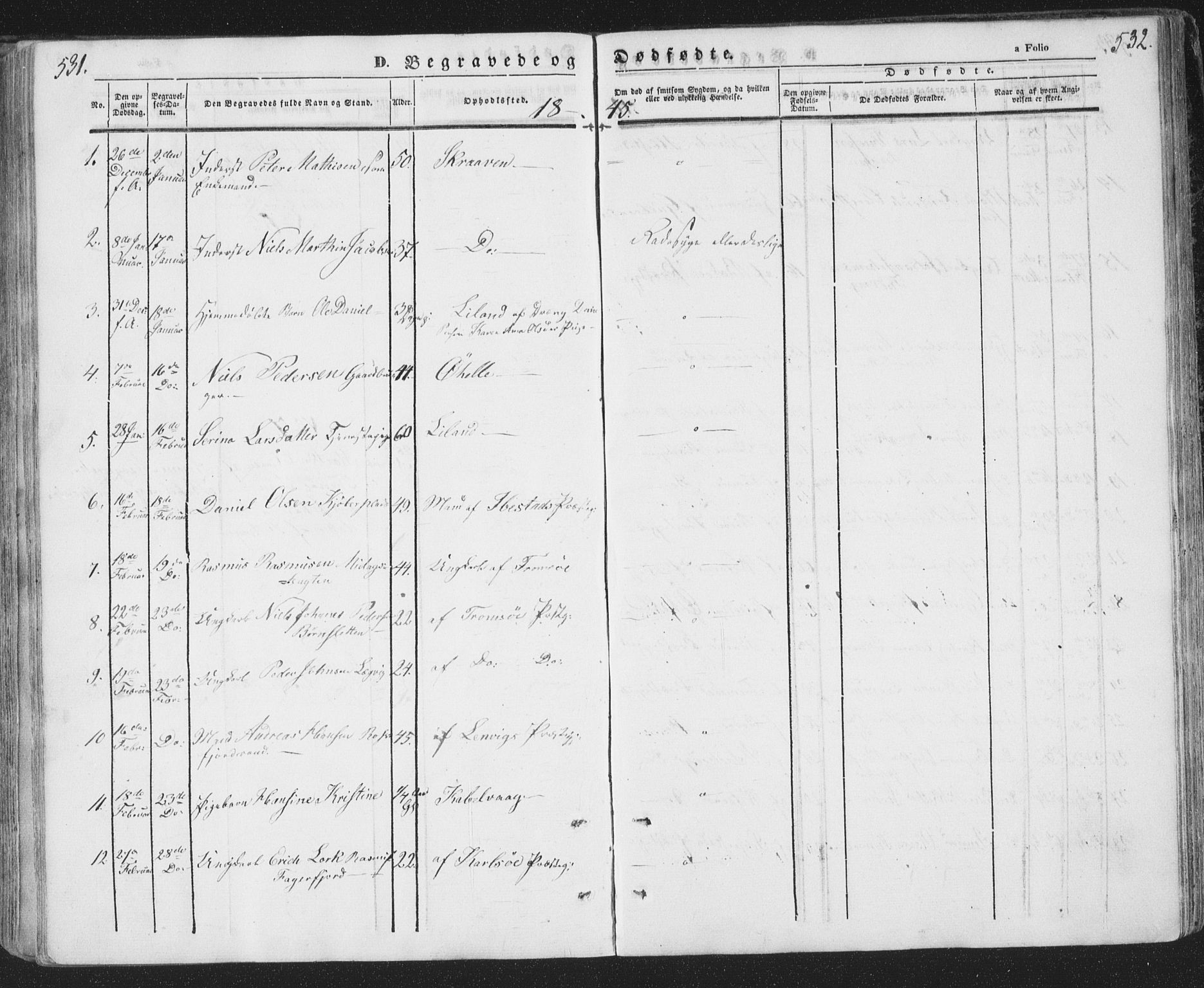 Ministerialprotokoller, klokkerbøker og fødselsregistre - Nordland, AV/SAT-A-1459/874/L1072: Parish register (copy) no. 874C01, 1843-1859, p. 531-532