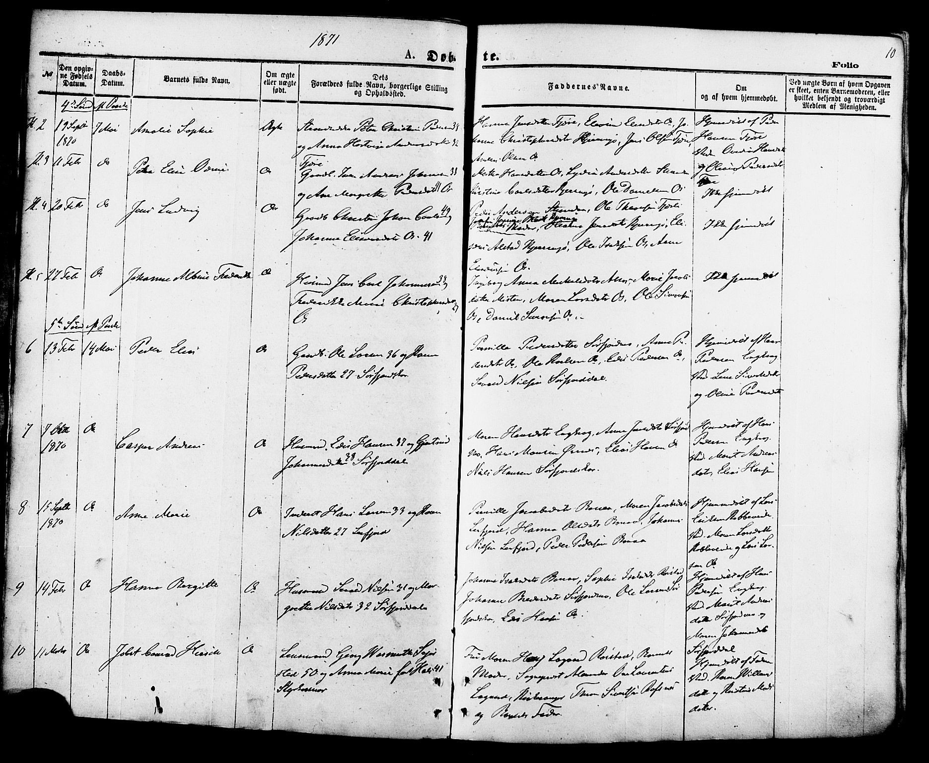 Ministerialprotokoller, klokkerbøker og fødselsregistre - Nordland, SAT/A-1459/853/L0771: Parish register (official) no. 853A10, 1870-1881, p. 10