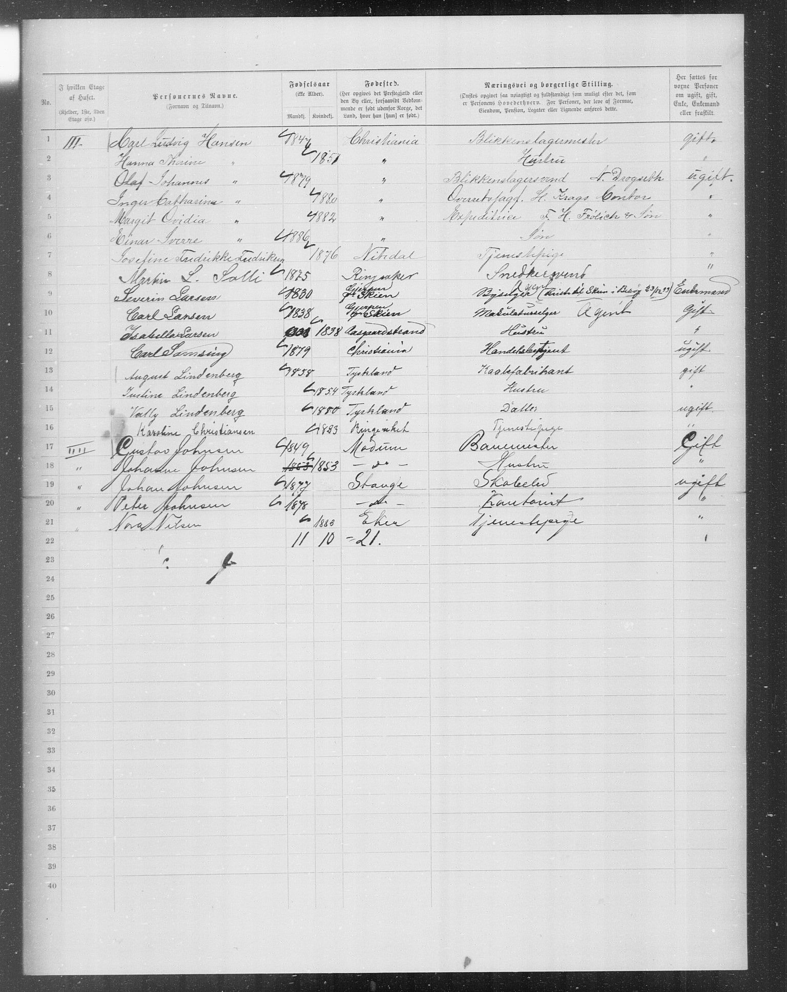 OBA, Municipal Census 1899 for Kristiania, 1899, p. 6819