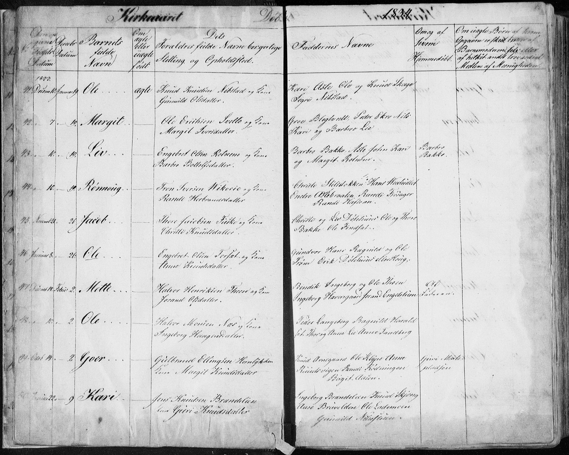 Nes kirkebøker, AV/SAKO-A-236/F/Fa/L0009: Parish register (official) no. 9, 1834-1863, p. 6