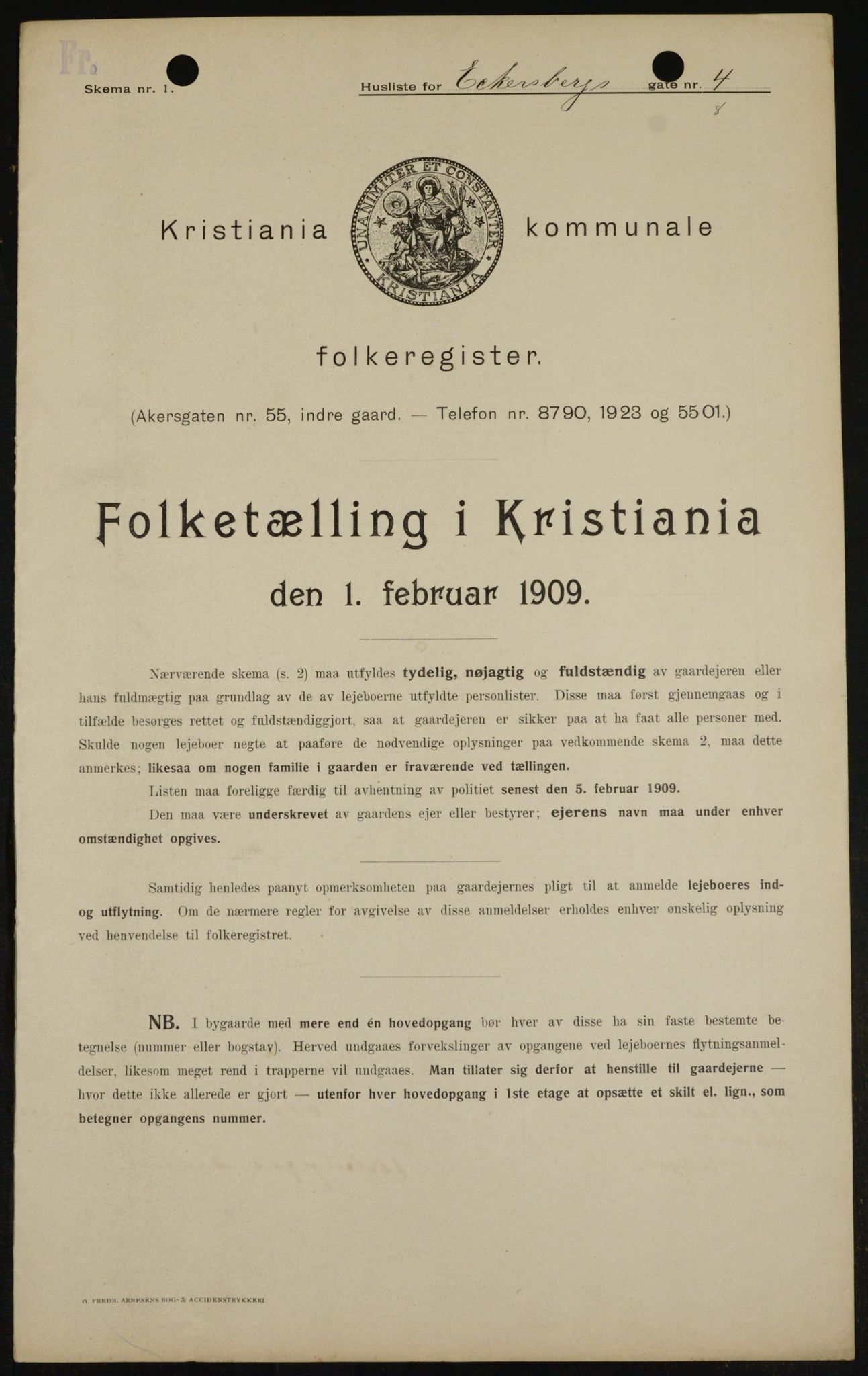 OBA, Municipal Census 1909 for Kristiania, 1909, p. 16610