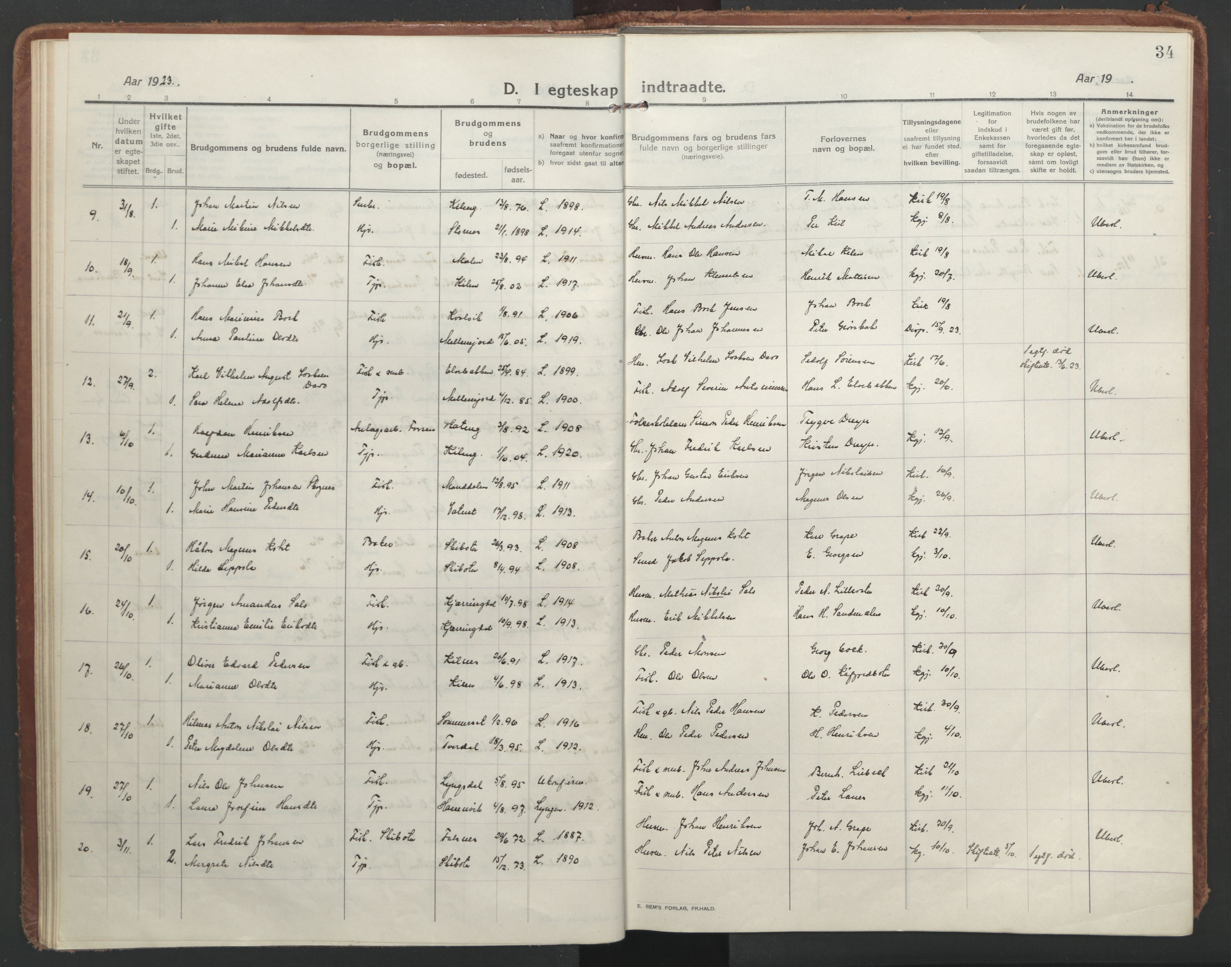 Lyngen sokneprestembete, AV/SATØ-S-1289/H/He/Hea/L0013kirke: Parish register (official) no. 13, 1914-1923, p. 34