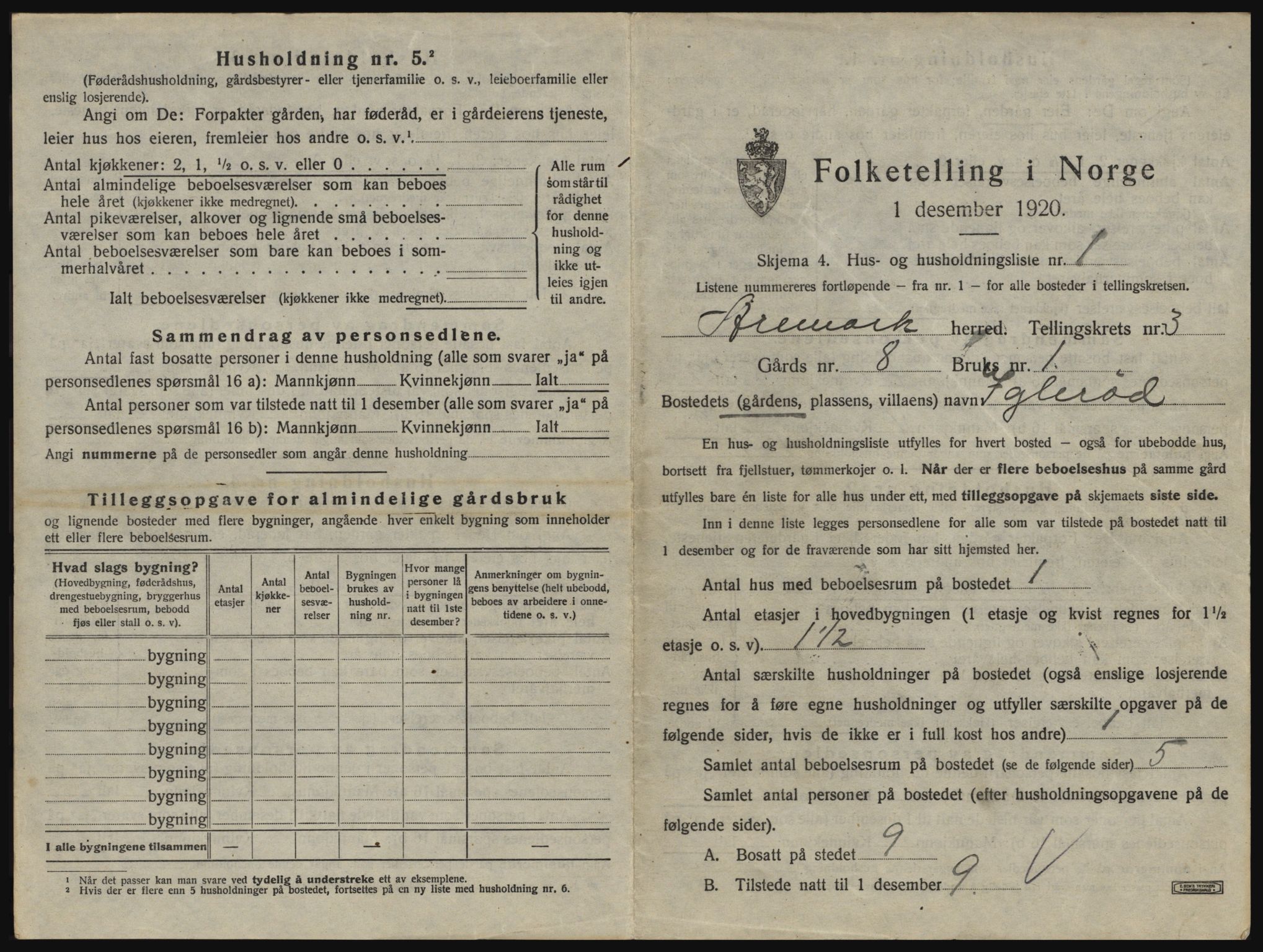 SAO, 1920 census for Aremark, 1920, p. 293