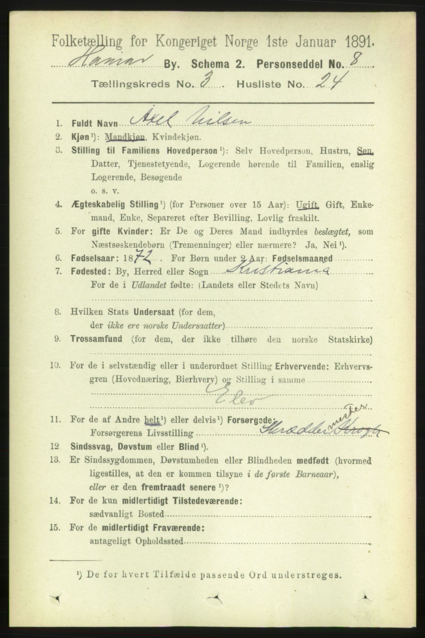 RA, 1891 census for 0401 Hamar, 1891, p. 2240