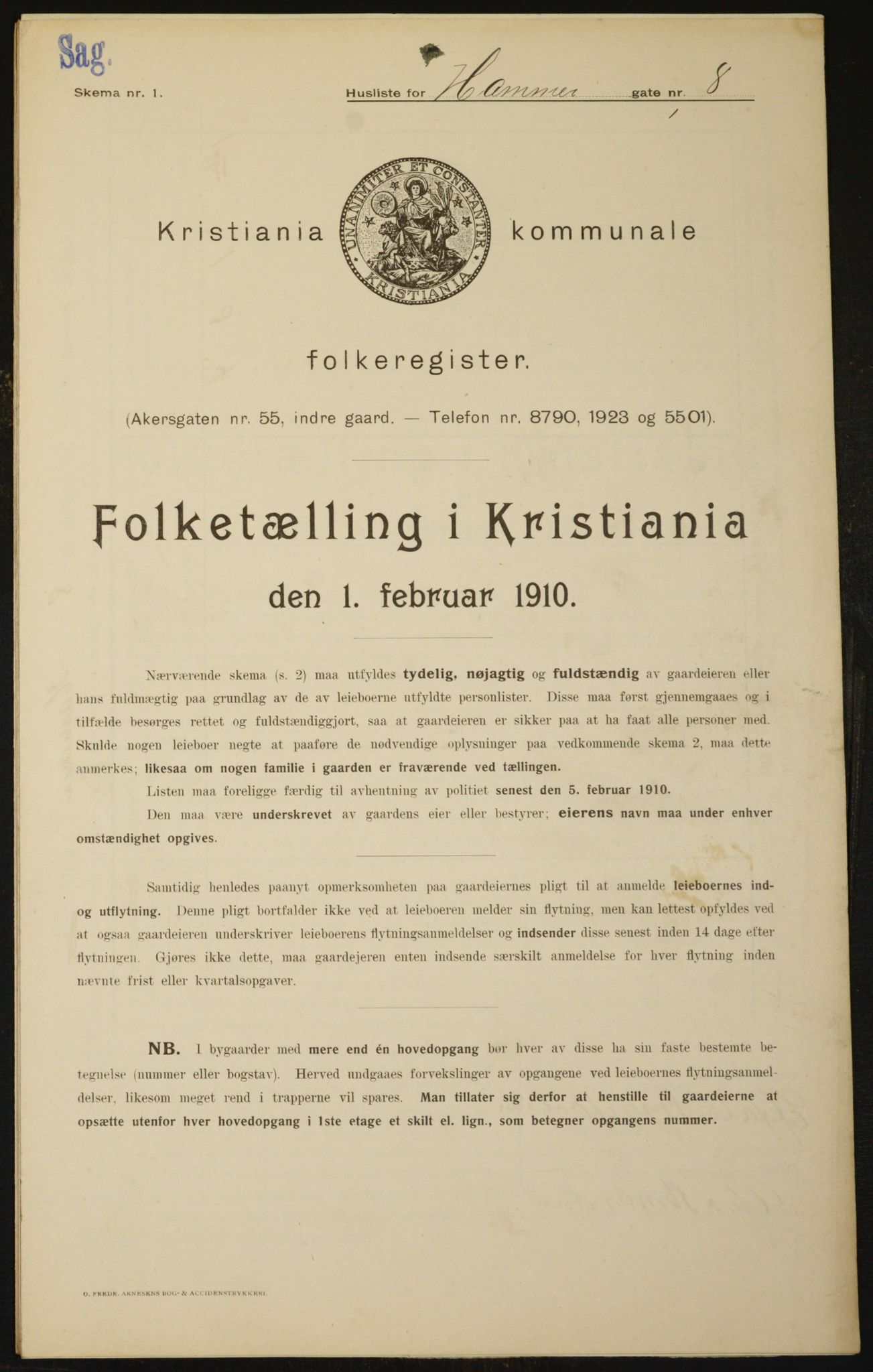 OBA, Municipal Census 1910 for Kristiania, 1910, p. 32212