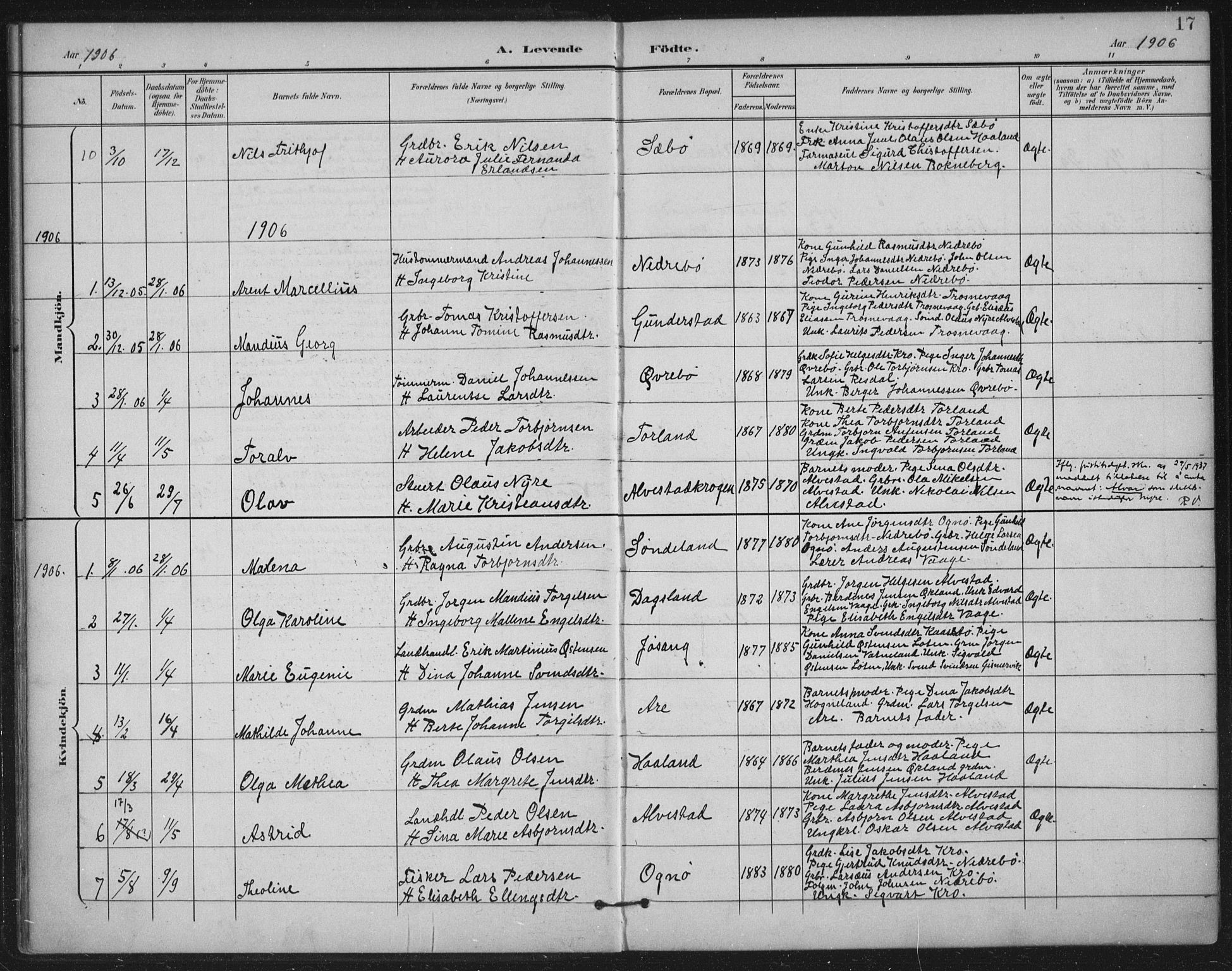 Tysvær sokneprestkontor, AV/SAST-A -101864/H/Ha/Haa/L0009: Parish register (official) no. A 9, 1898-1925, p. 17