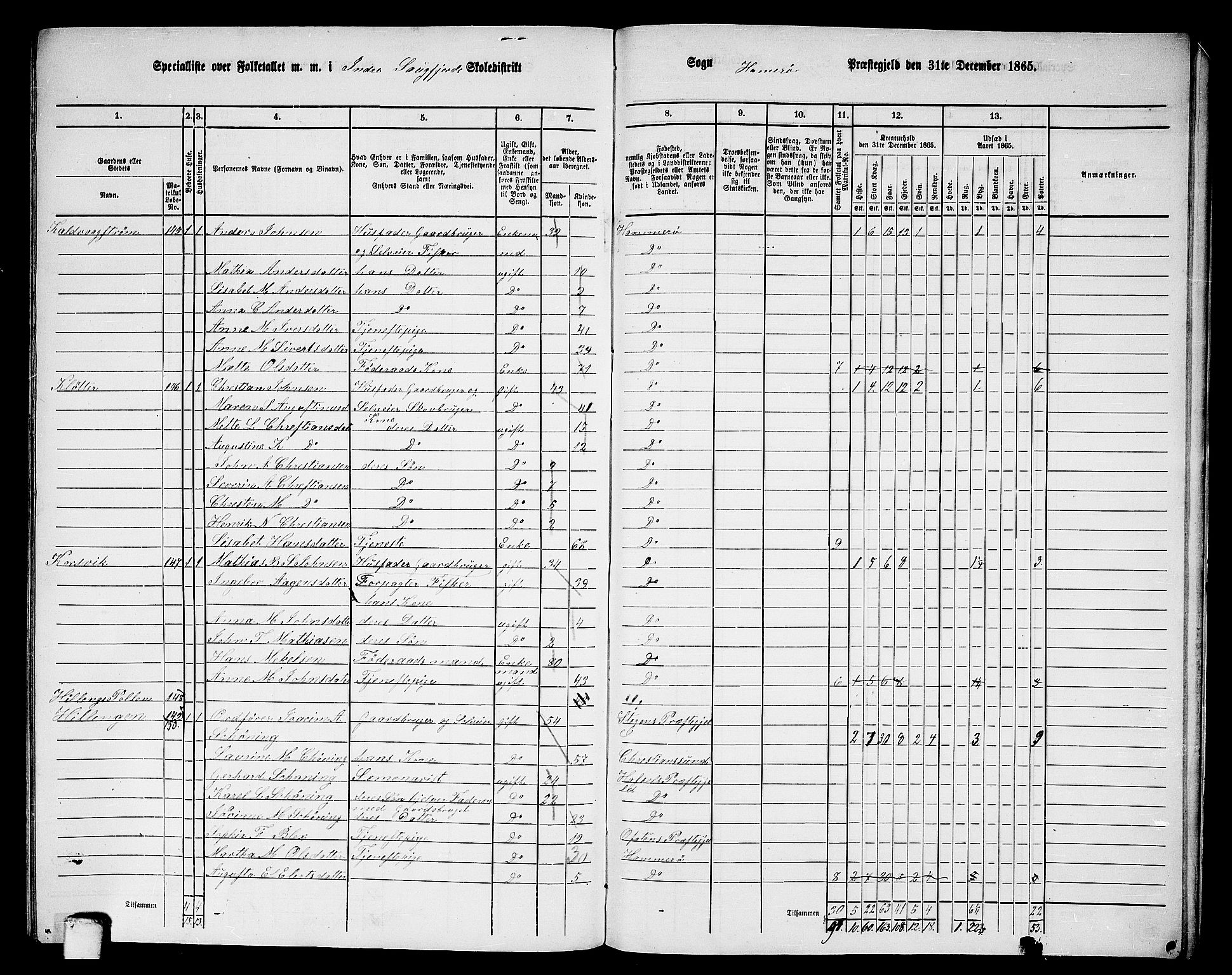 RA, 1865 census for Hamarøy, 1865, p. 83