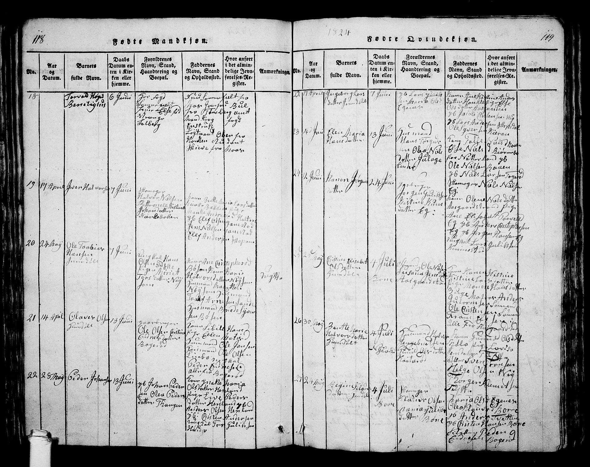 Borre kirkebøker, AV/SAKO-A-338/G/Ga/L0001: Parish register (copy) no. I 1, 1815-1851, p. 118-119