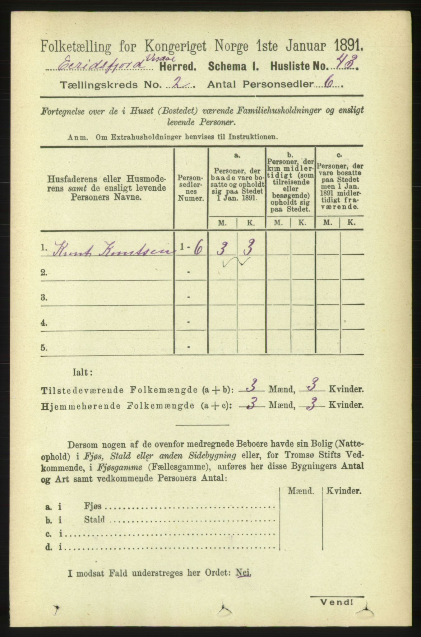 RA, 1891 census for 1542 Eresfjord og Vistdal, 1891, p. 351