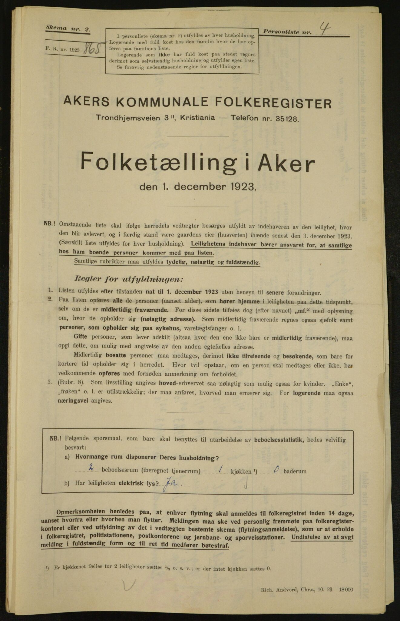 , Municipal Census 1923 for Aker, 1923, p. 5323