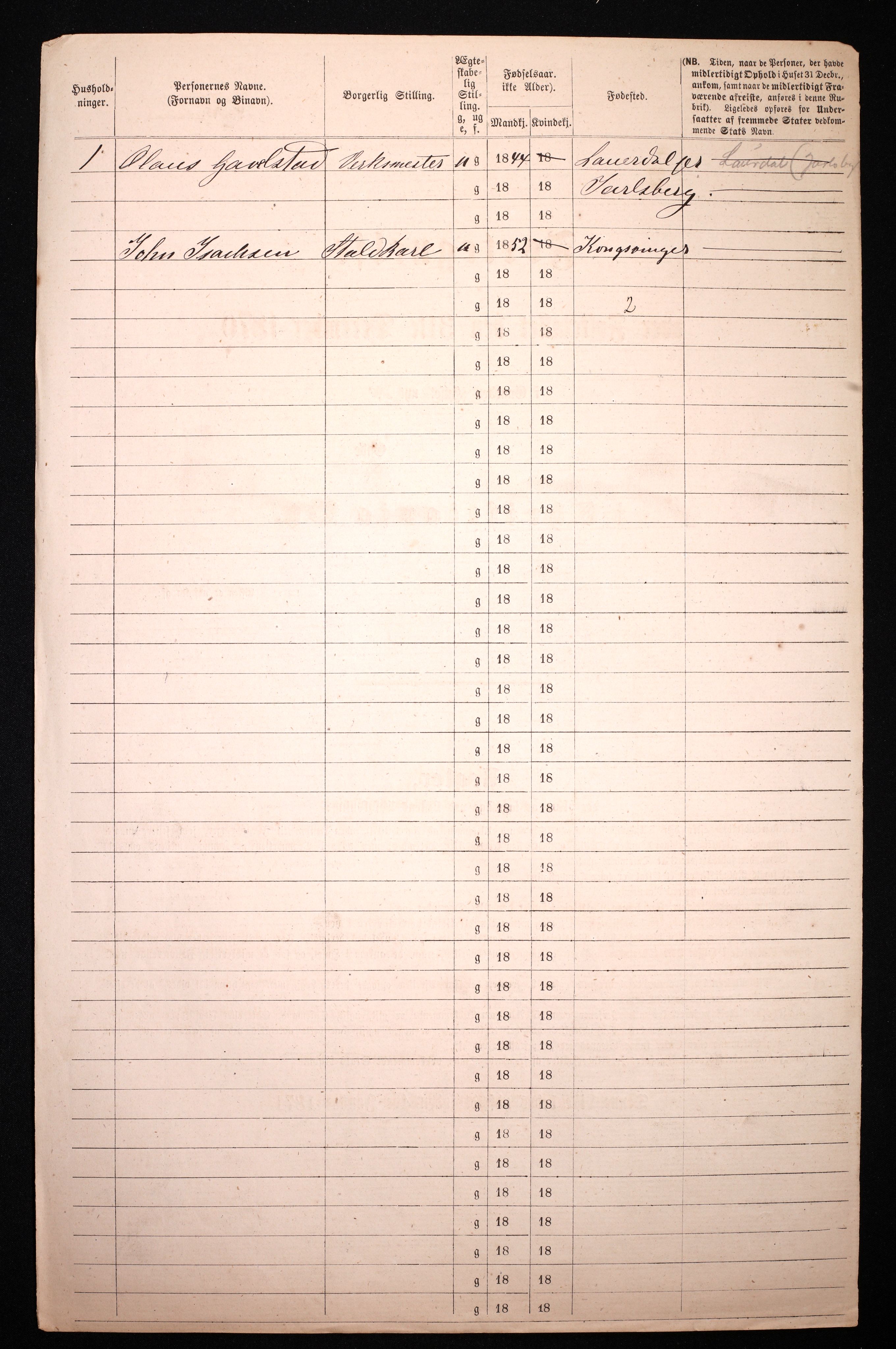 RA, 1870 census for 0301 Kristiania, 1870, p. 957