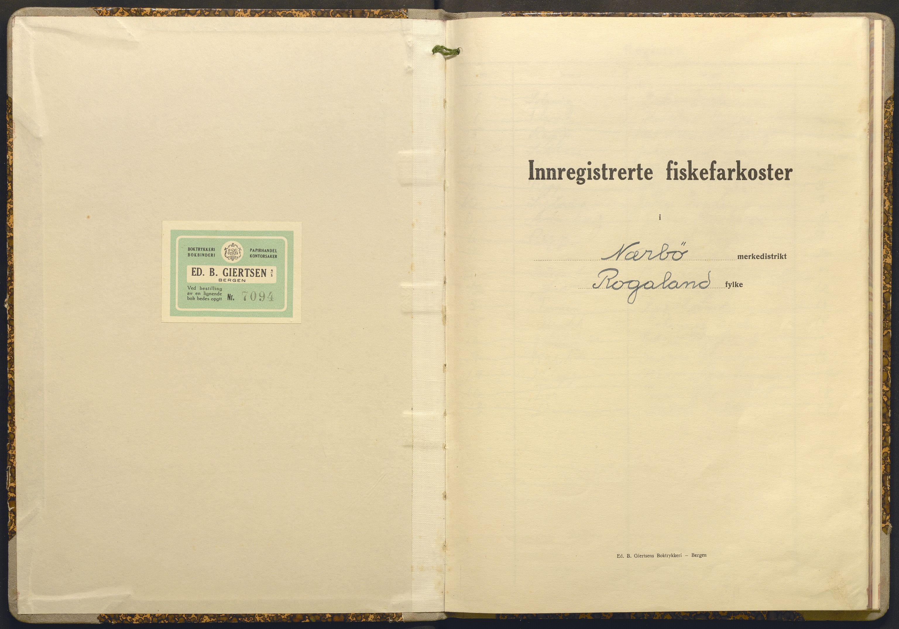 Fiskeridirektoratet - 1 Adm. ledelse - 13 Båtkontoret, AV/SAB-A-2003/I/Ia/Iai/L0074: 135.0927/2 Merkeprotokoll - Nærbø, 1946-1963