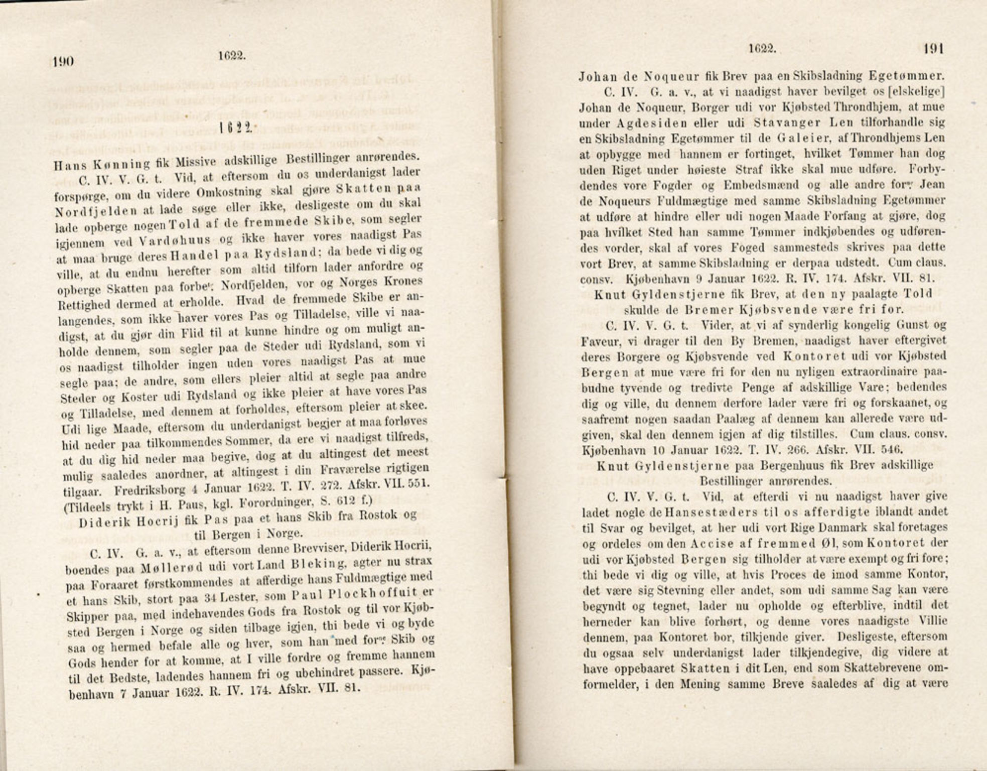 Publikasjoner utgitt av Det Norske Historiske Kildeskriftfond, PUBL/-/-/-: Norske Rigs-Registranter, bind 5, 1619-1627, p. 190-191