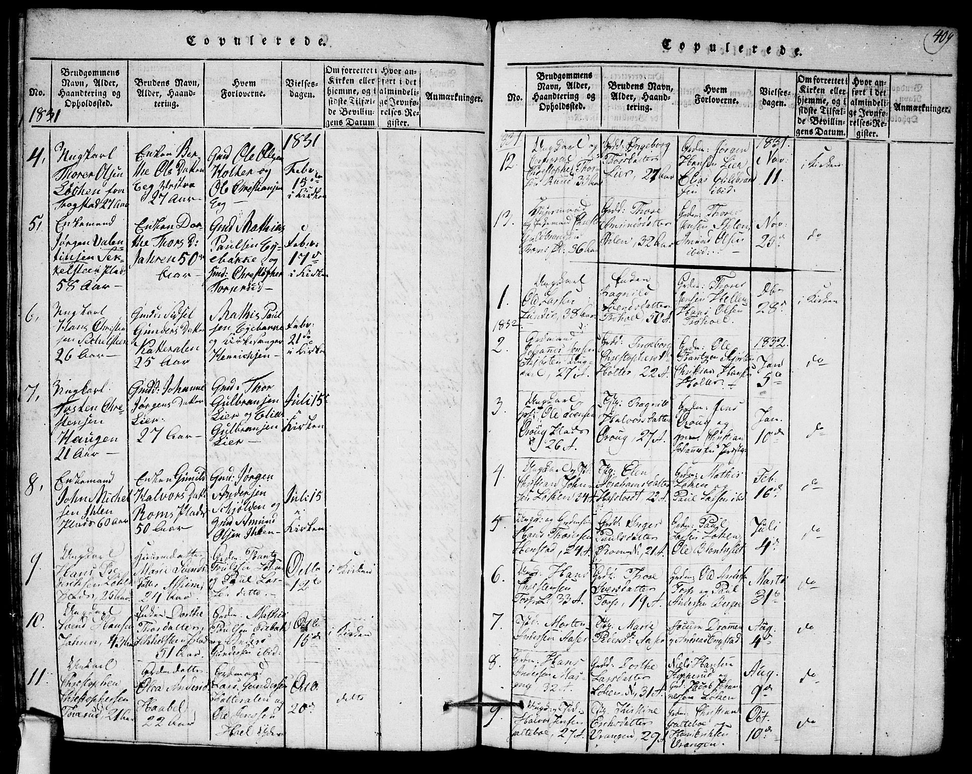 Askim prestekontor Kirkebøker, AV/SAO-A-10900/G/Ga/L0001: Parish register (copy) no. 1, 1817-1846, p. 408-409