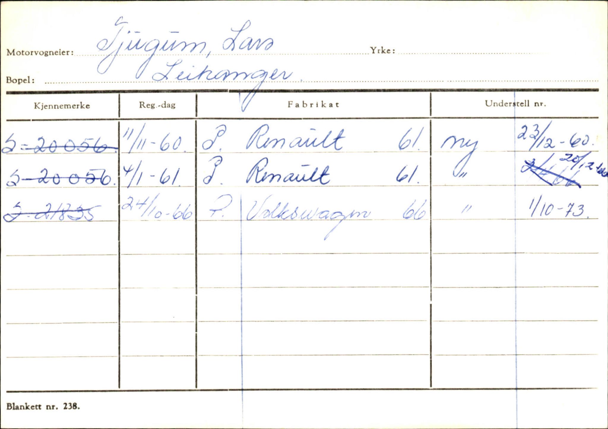 Statens vegvesen, Sogn og Fjordane vegkontor, AV/SAB-A-5301/4/F/L0126: Eigarregister Fjaler M-Å. Leikanger A-Å, 1945-1975, p. 2323