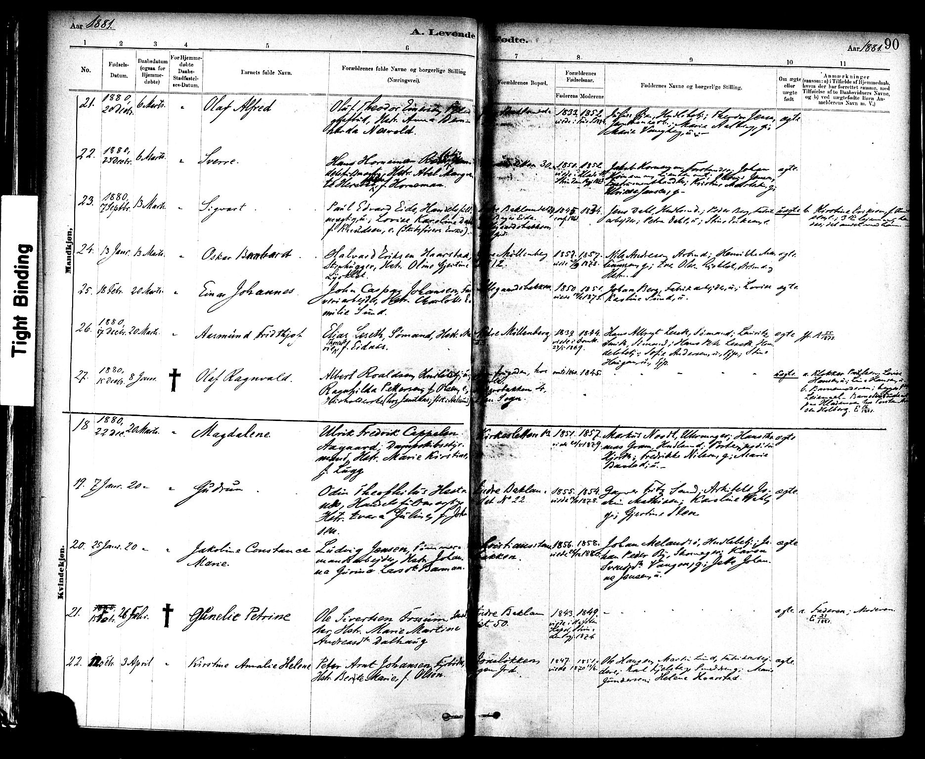 Ministerialprotokoller, klokkerbøker og fødselsregistre - Sør-Trøndelag, AV/SAT-A-1456/604/L0188: Parish register (official) no. 604A09, 1878-1892, p. 90