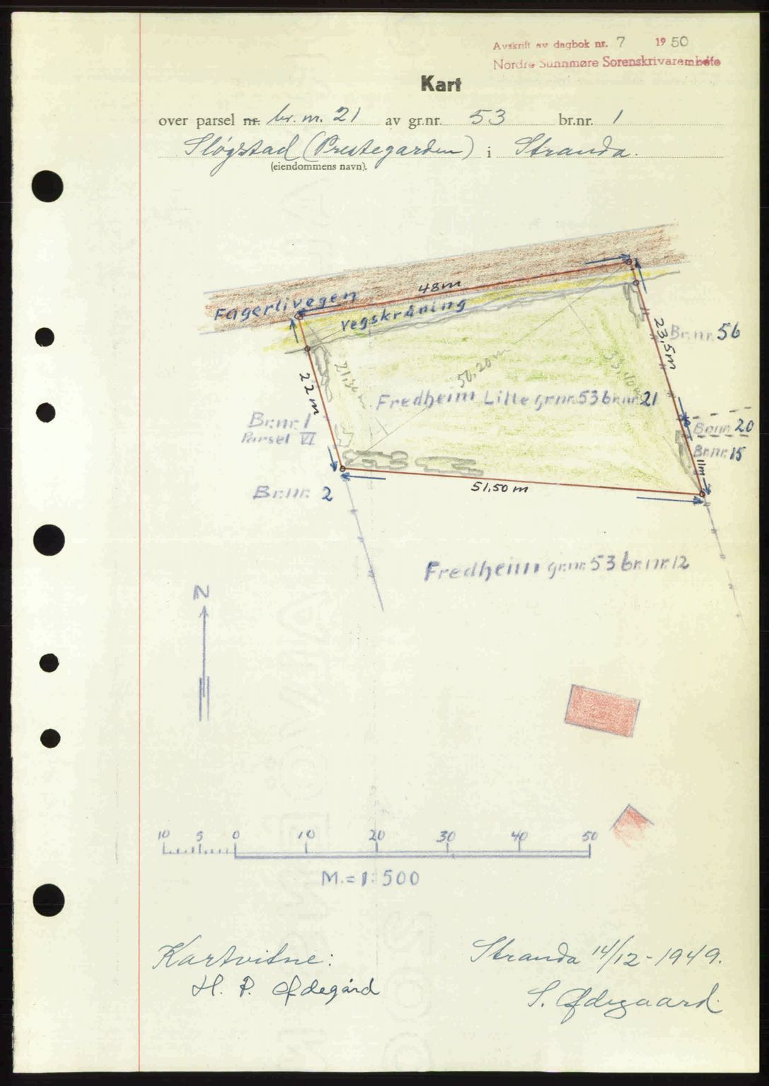 Nordre Sunnmøre sorenskriveri, AV/SAT-A-0006/1/2/2C/2Ca: Mortgage book no. A33, 1949-1950, Diary no: : 7/1950