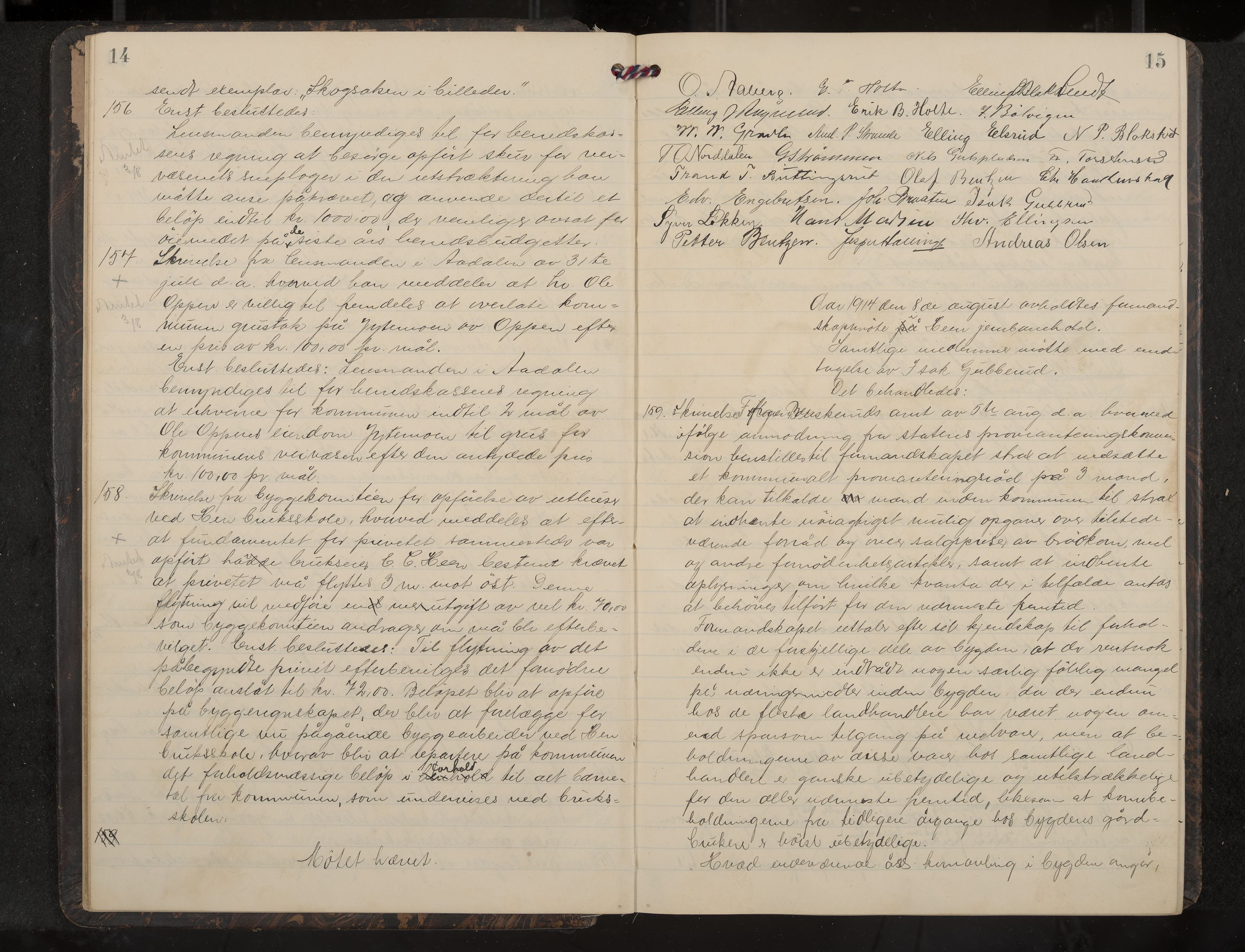 Ådal formannskap og sentraladministrasjon, IKAK/0614021/A/Aa/L0004: Møtebok, 1914-1918, p. 14-15