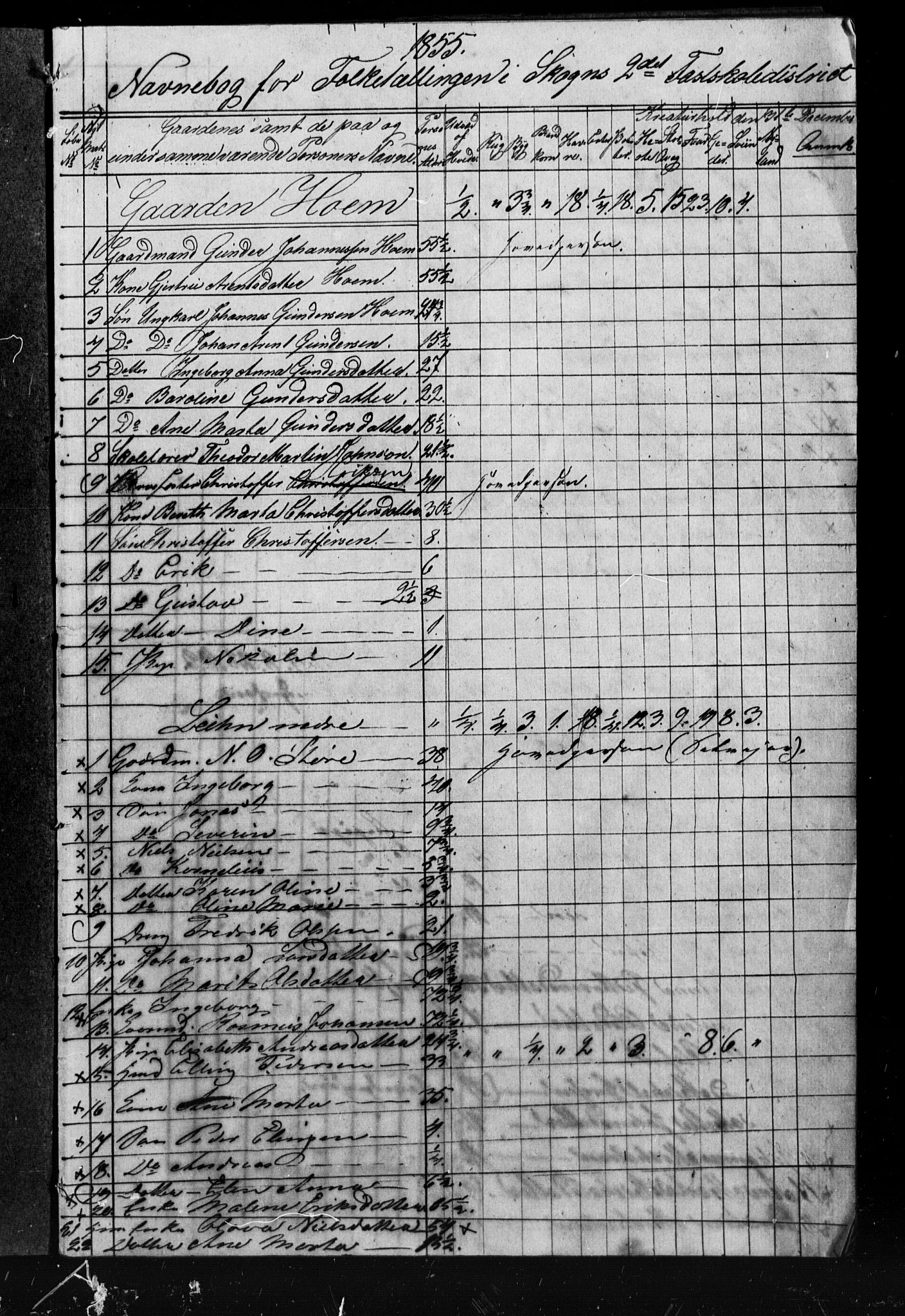 , Census 1855 for Skogn, 1855, p. 11