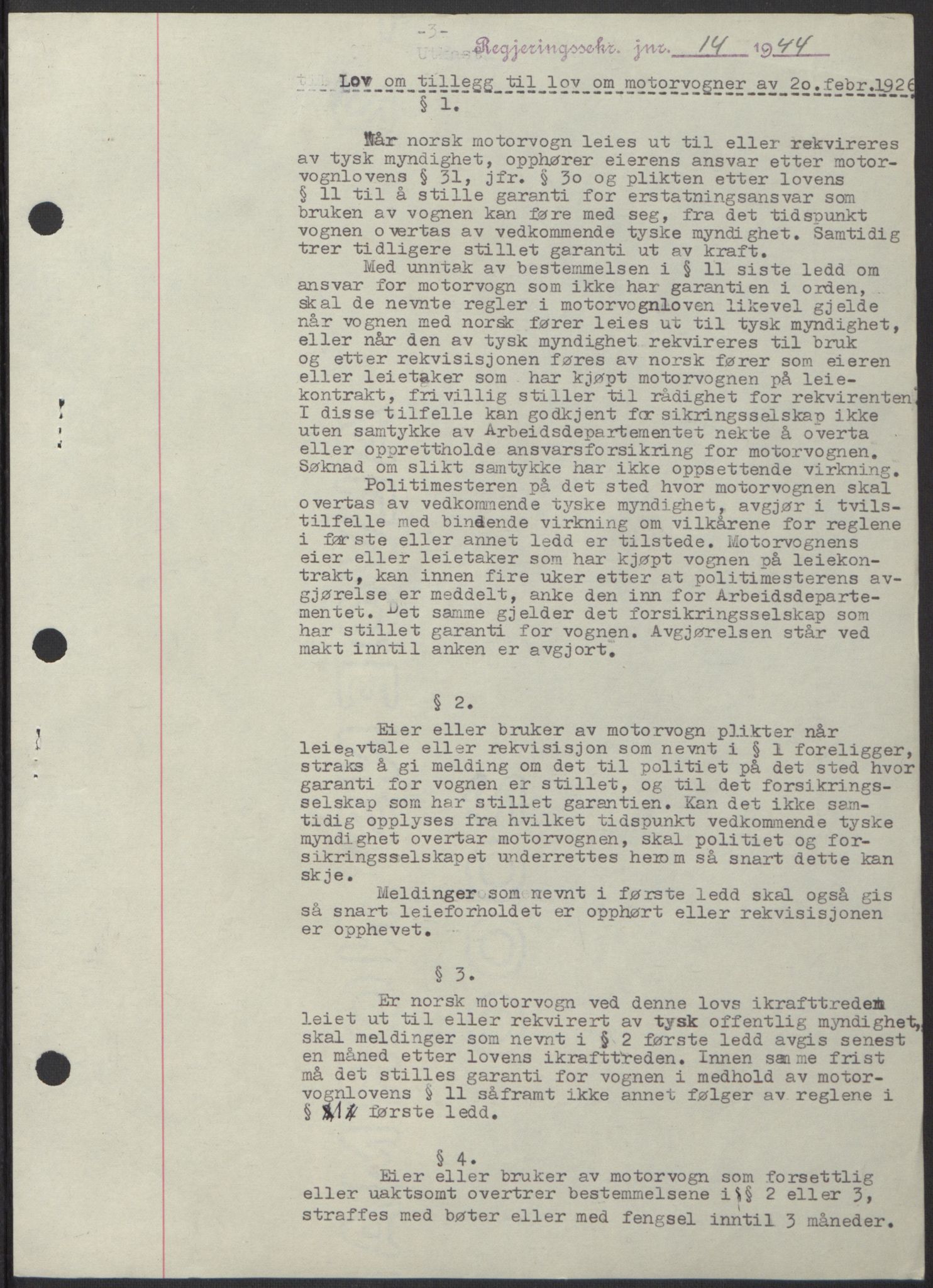 NS-administrasjonen 1940-1945 (Statsrådsekretariatet, de kommisariske statsråder mm), RA/S-4279/D/Db/L0100: Lover, 1944, p. 36