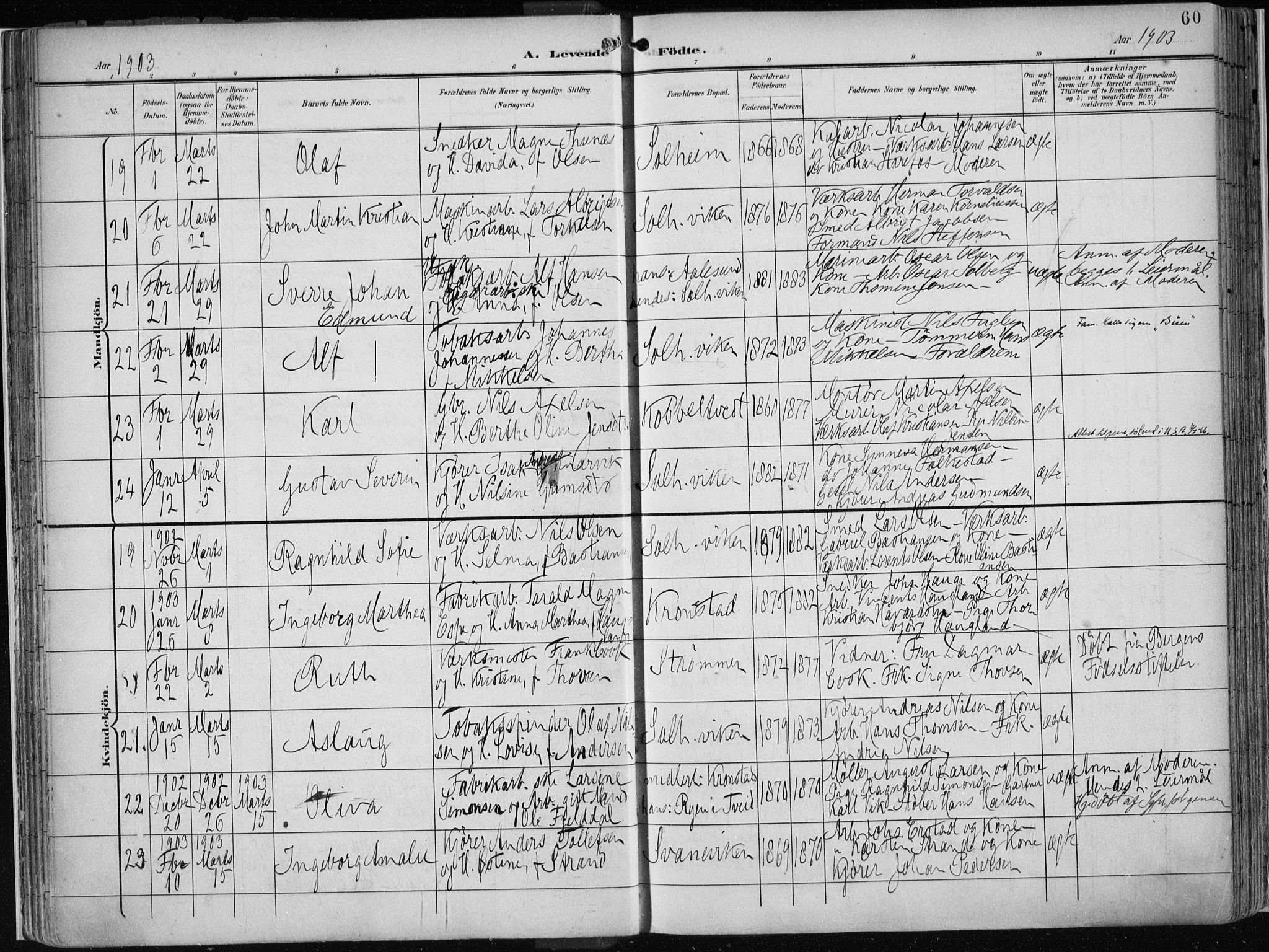 Årstad Sokneprestembete, AV/SAB-A-79301/H/Haa/L0002: Parish register (official) no. A 2, 1899-1914, p. 60