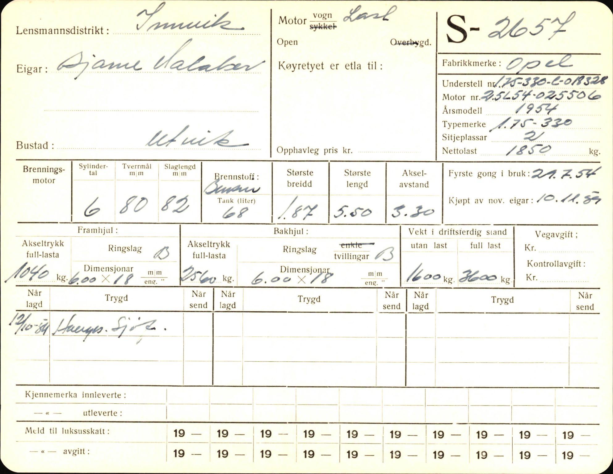 Statens vegvesen, Sogn og Fjordane vegkontor, AV/SAB-A-5301/4/F/L0004: Registerkort utmeldte Fjordane S2500-2700, S7200-7899, 1930-1961, p. 199