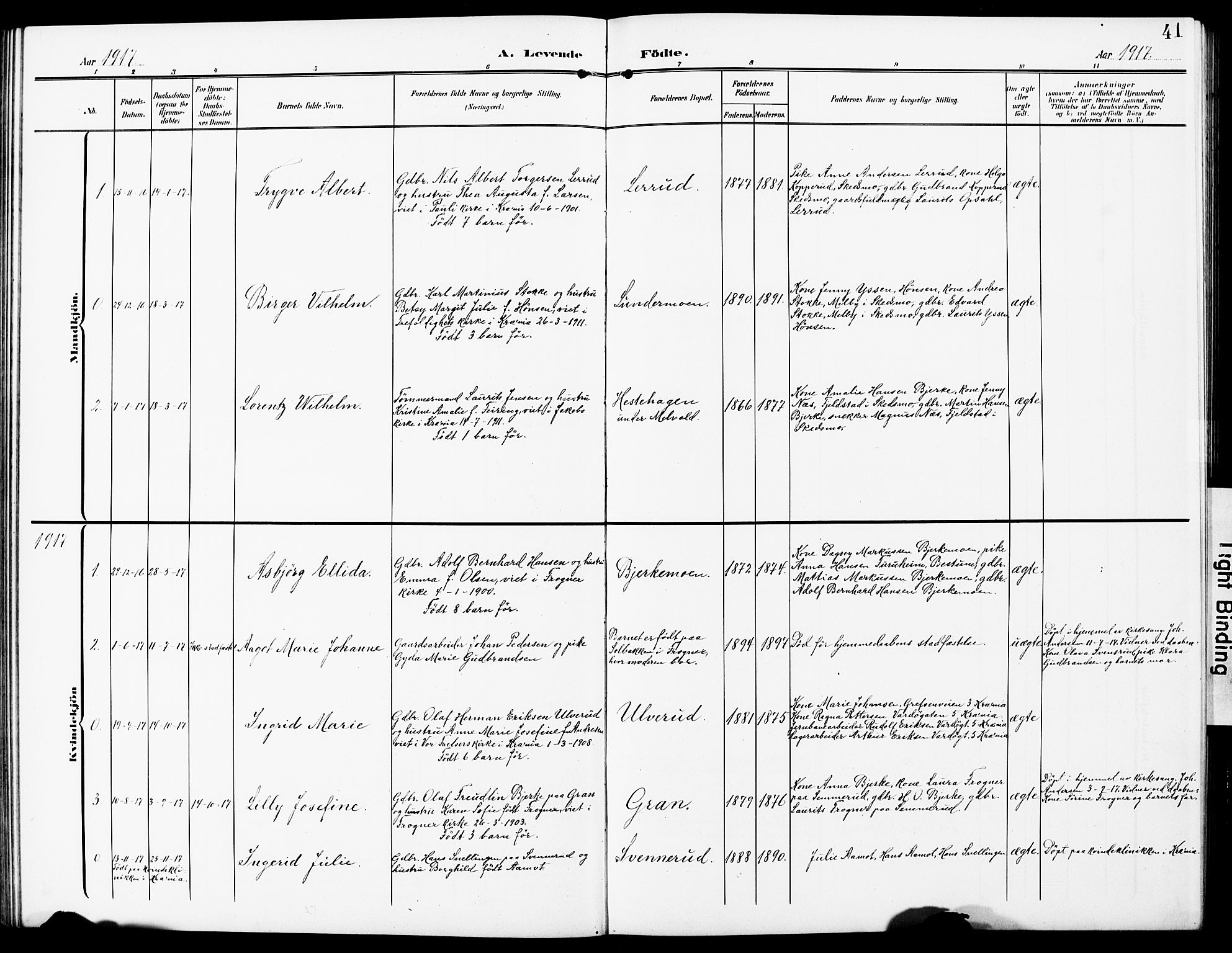 Sørum prestekontor Kirkebøker, AV/SAO-A-10303/G/Gb/L0001: Parish register (copy) no. II 1, 1907-1929, p. 41