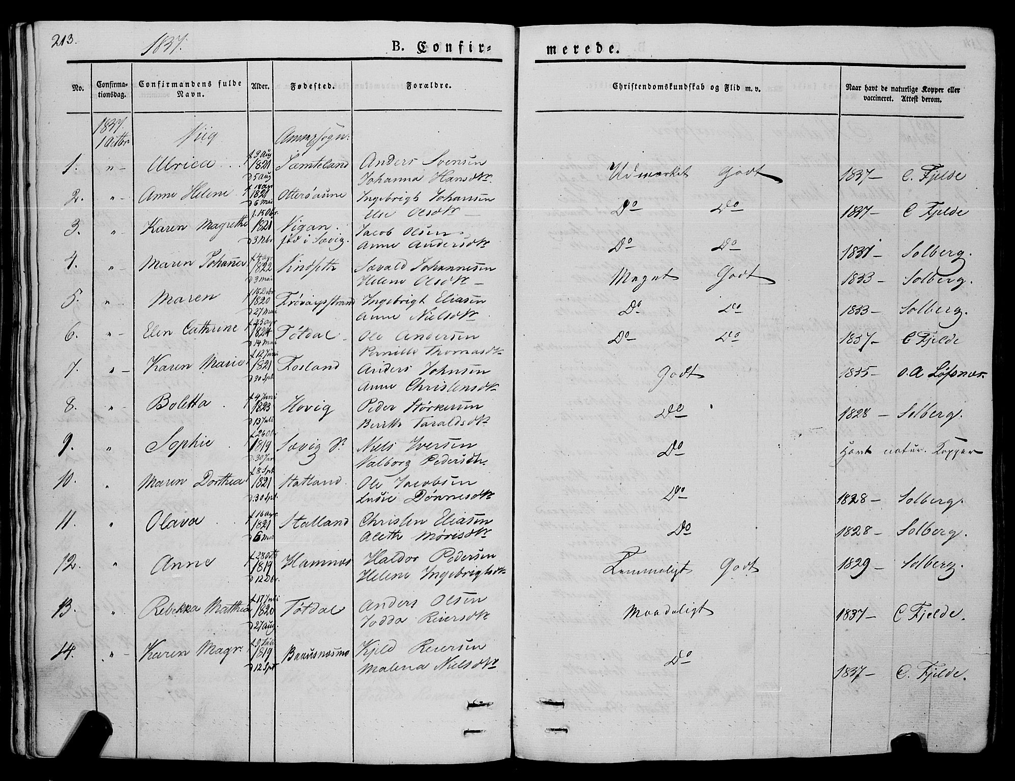 Ministerialprotokoller, klokkerbøker og fødselsregistre - Nord-Trøndelag, SAT/A-1458/773/L0614: Parish register (official) no. 773A05, 1831-1856, p. 213